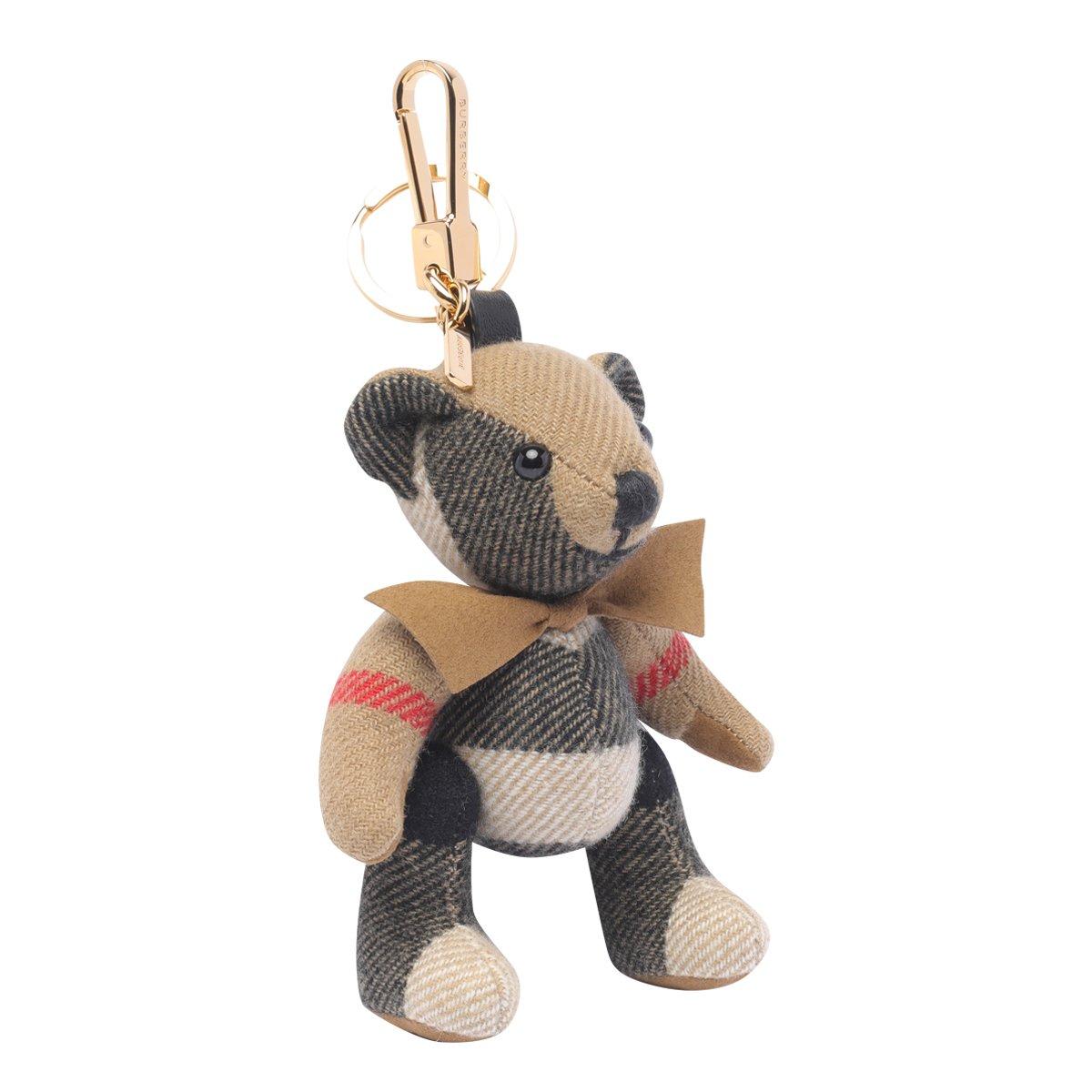 Shop Burberry Checked Bear Keychain In A7026