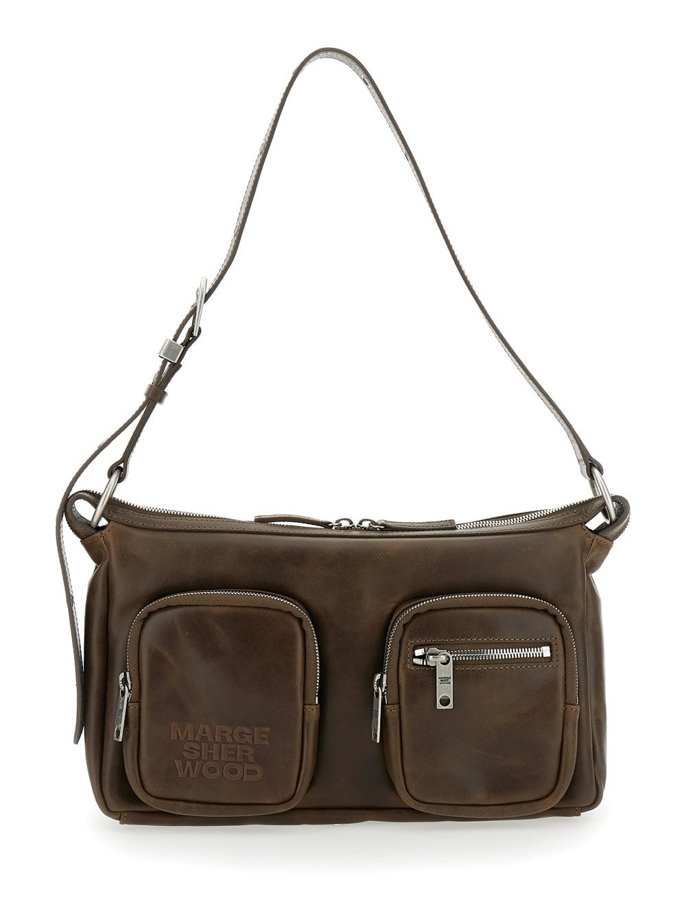 outpocket Hobo Brown Crossbody Bag With Two Front Zip Pockets And Adjustable And Removable Shoulder Strap In Leather Woman