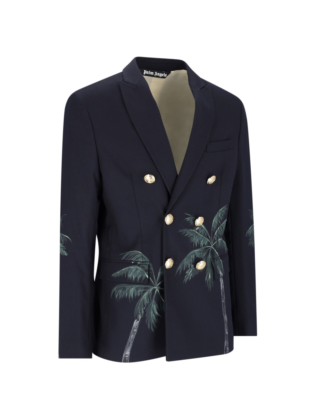 Shop Palm Angels Printed Double Breast Blazer