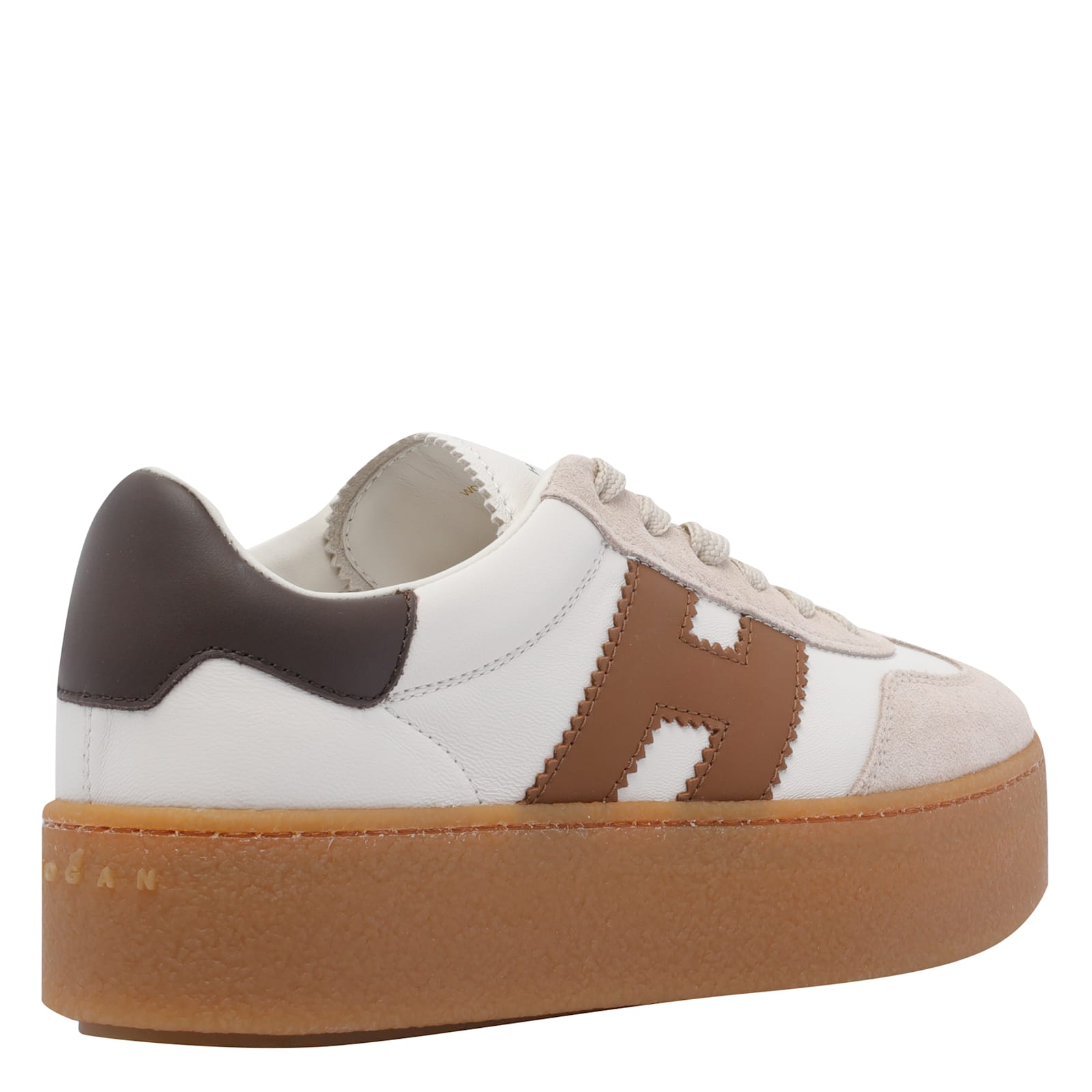 Hogan H681 Leather And Suede Platform Sneakers In Neutral