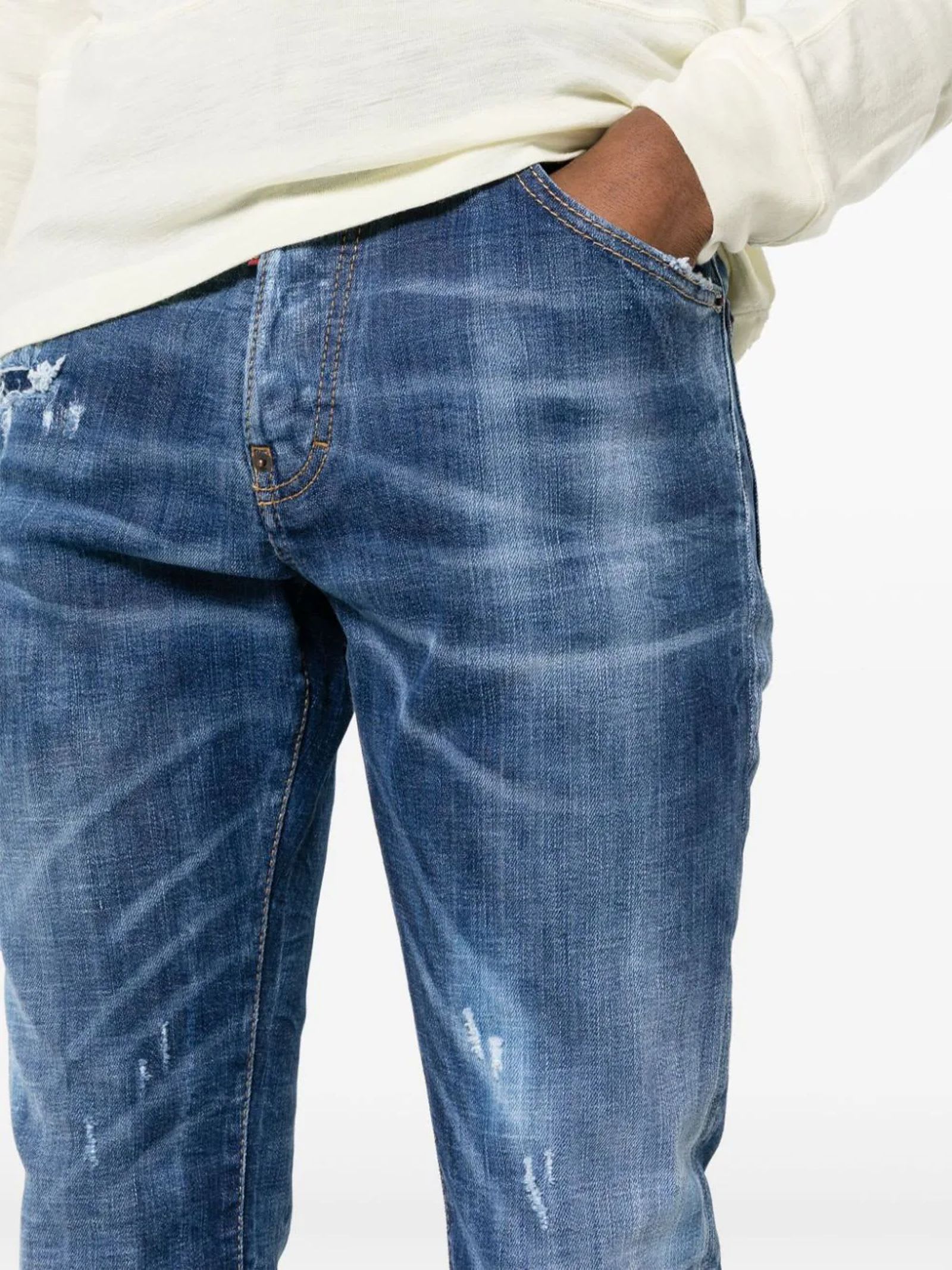 Shop Dsquared2 Blue Stretch-cotton Jeans