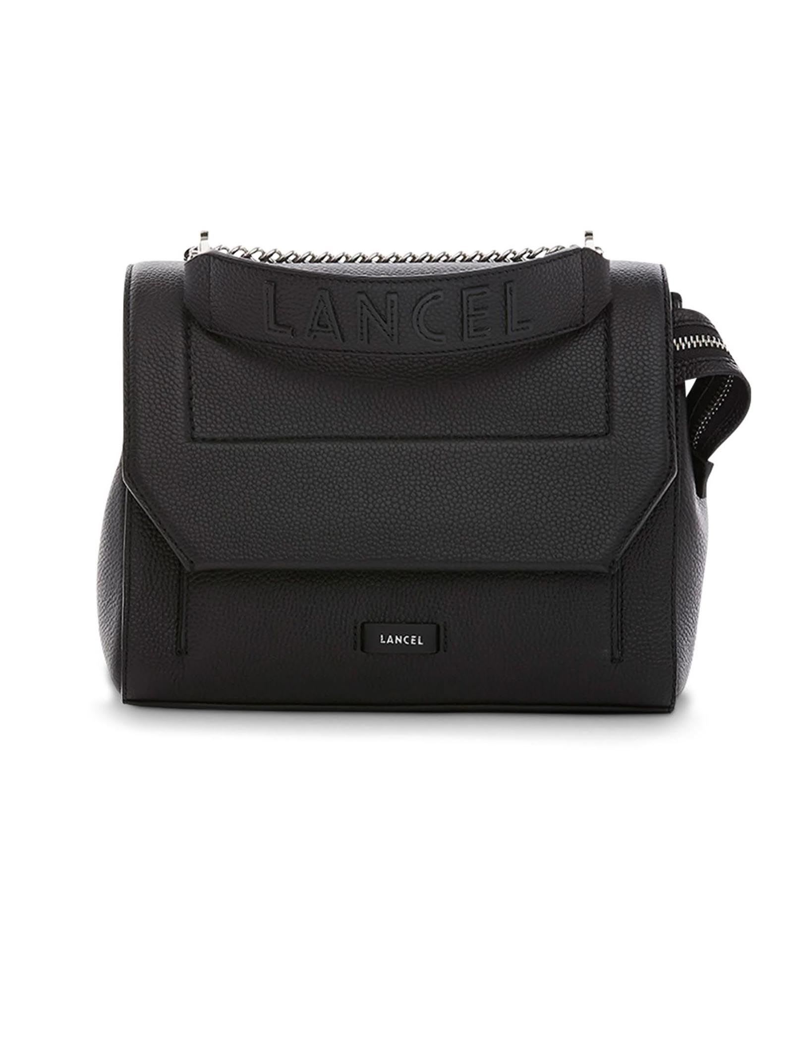 Black Grained Leather Shoulder Bag