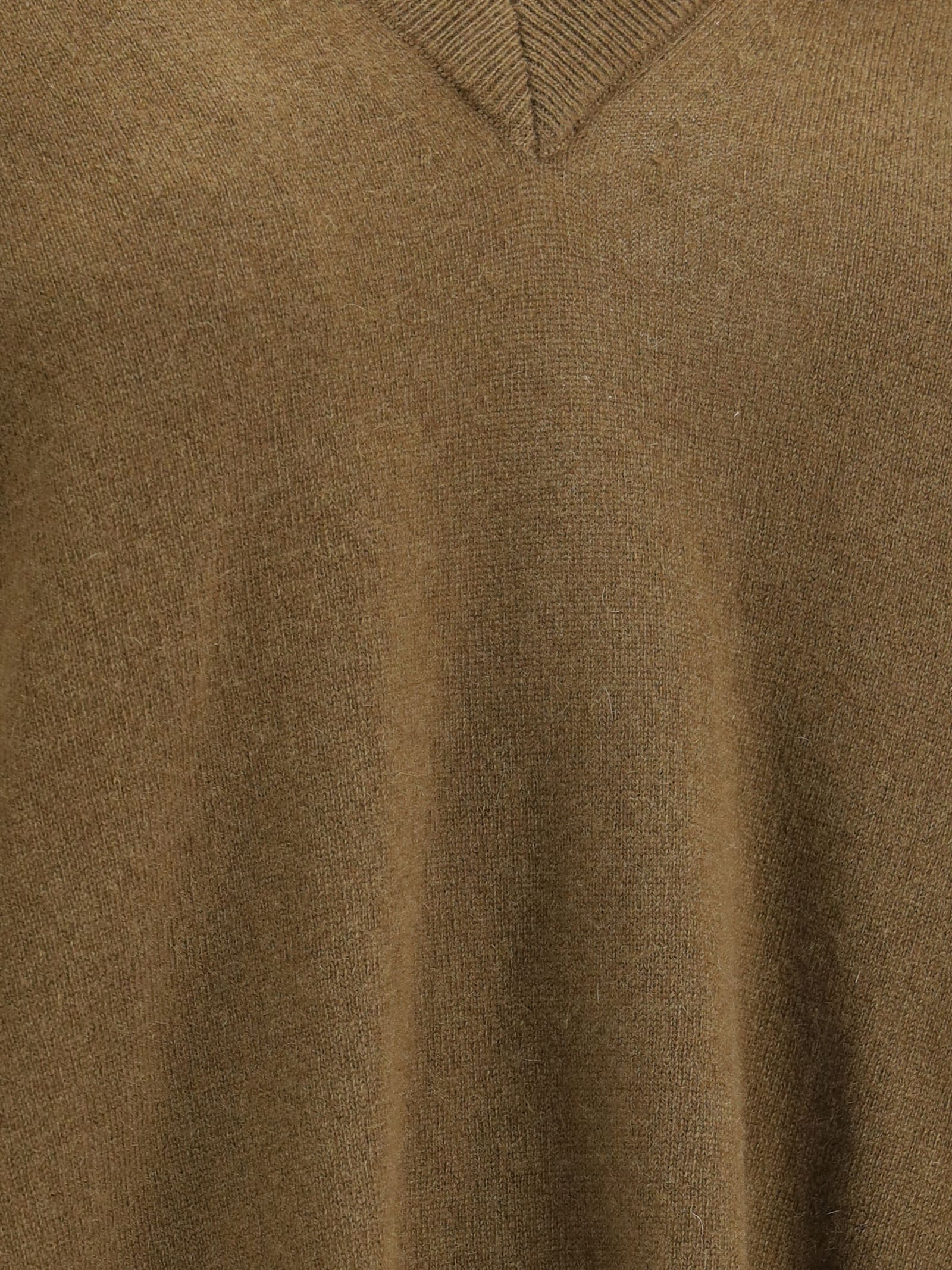 Petar Petrov Oversized Deep V-neck Sweater In Brown