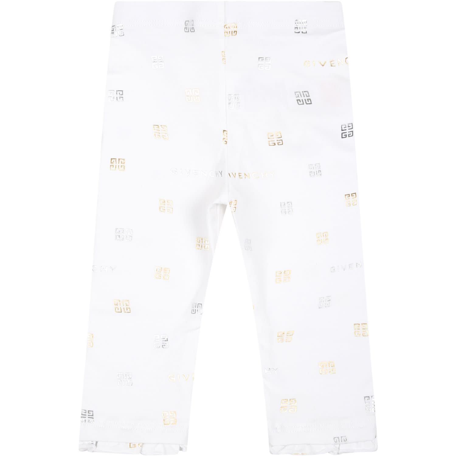 Shop Givenchy White Leggings For Baby Girl With Logo And 4g Motif