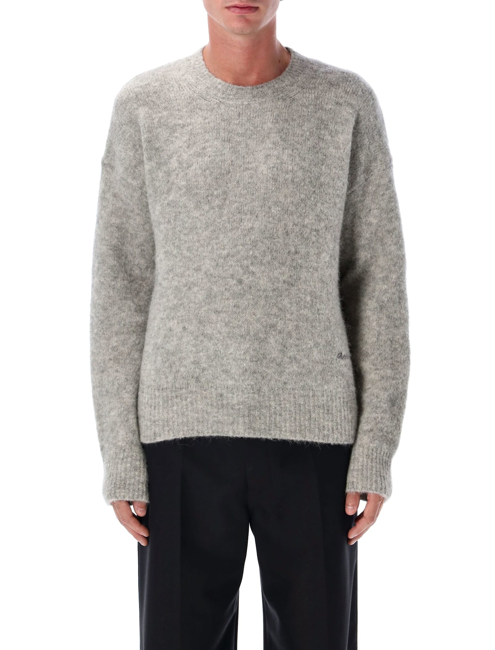 Ami Alexandre Mattiussi Ami Paris Alpaca Blend Crew Neck Sweater In Gray