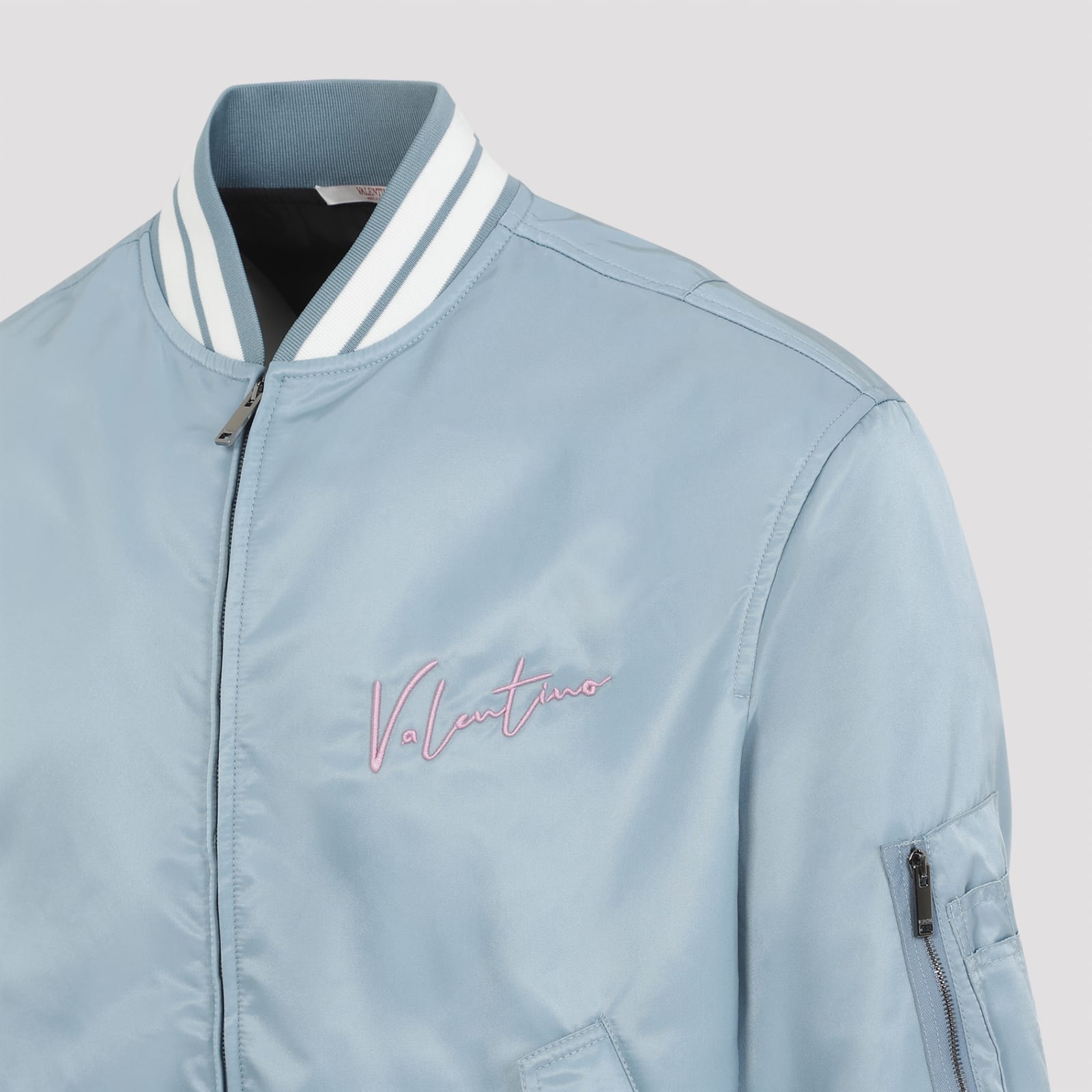 Shop Valentino Polyamide Bomber Jacket In Stone