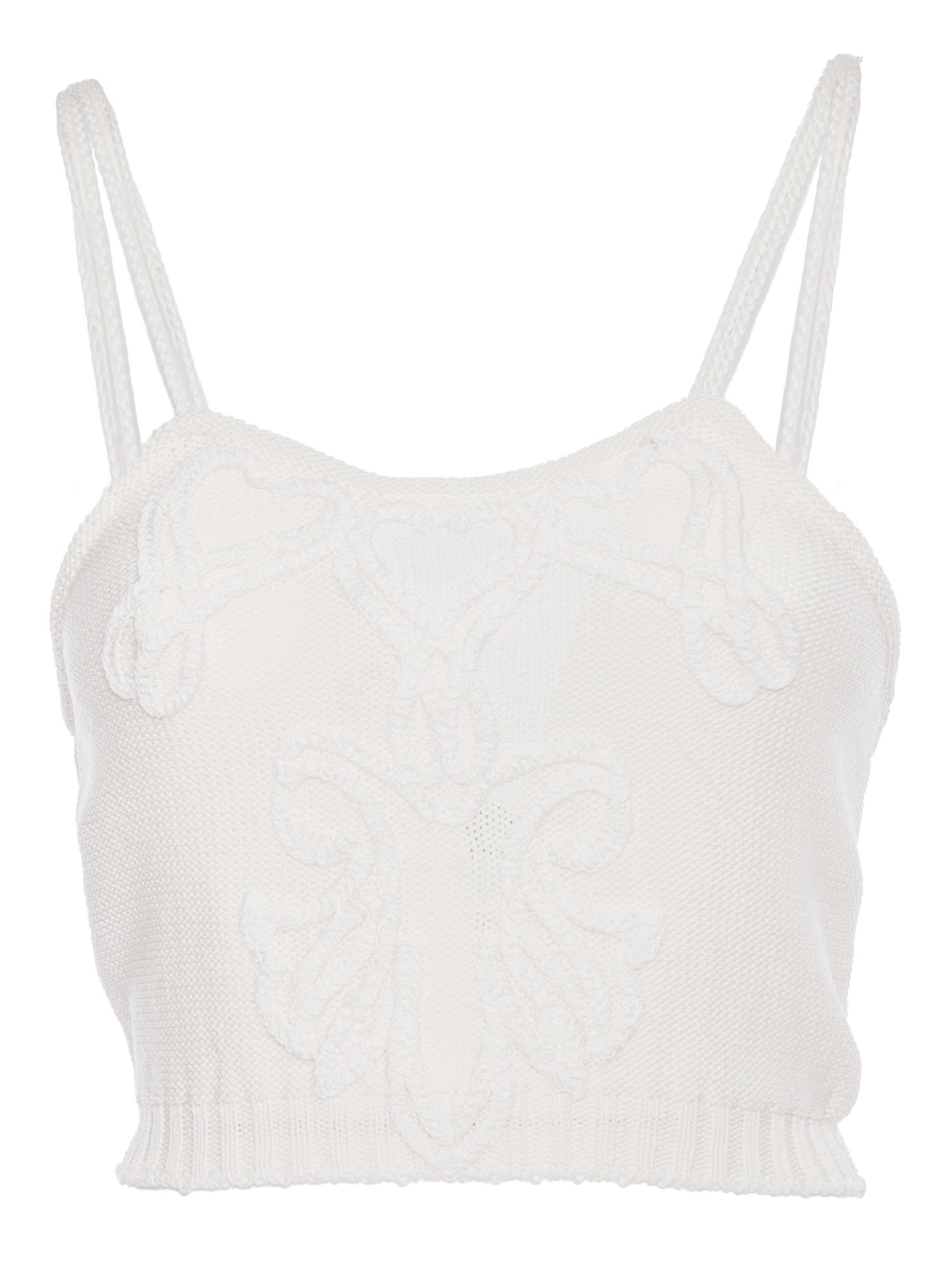 Shop Alberta Ferretti Knitted Top In White