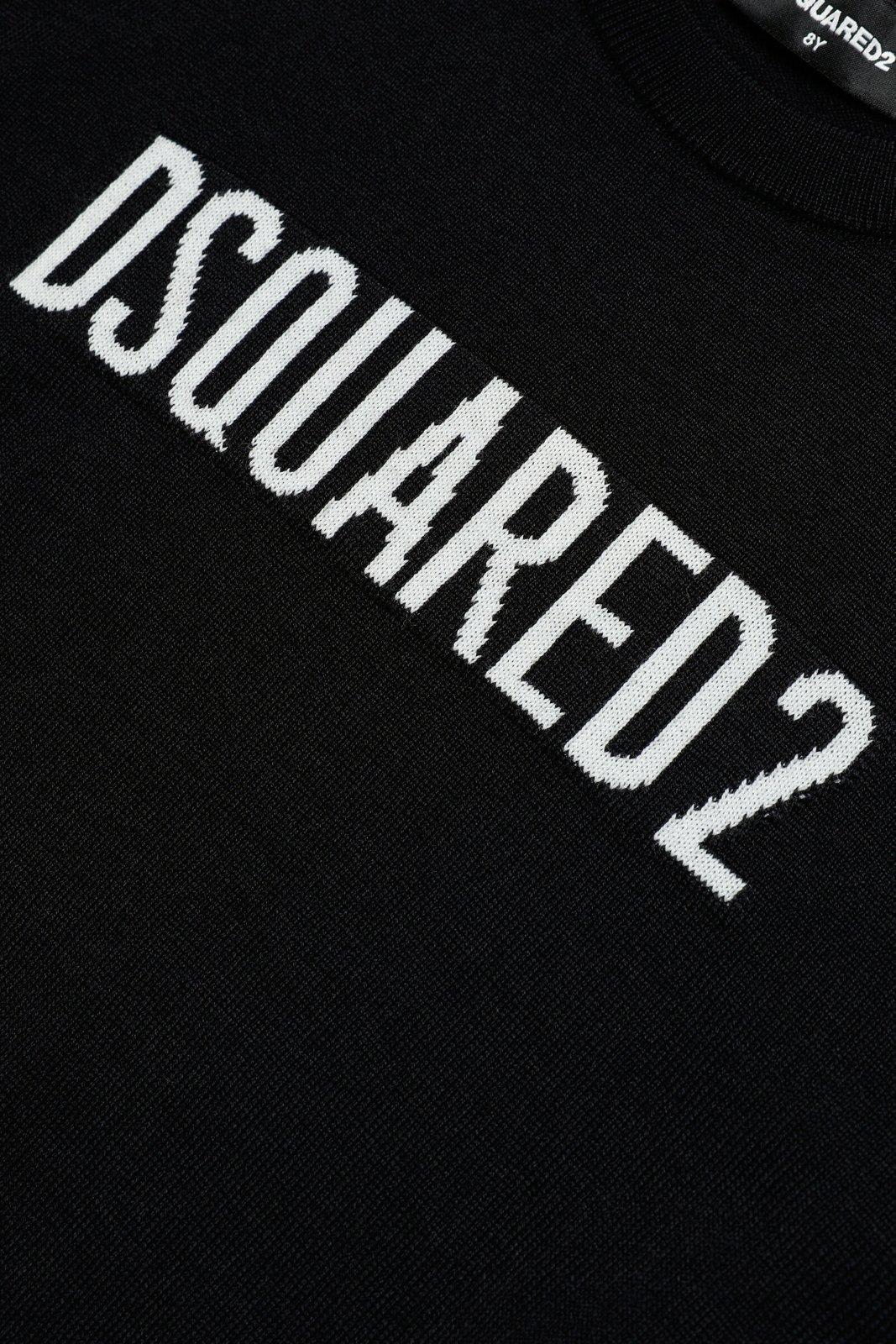 Shop Dsquared2 Logo Intarsia Knitted Jumper In Nero