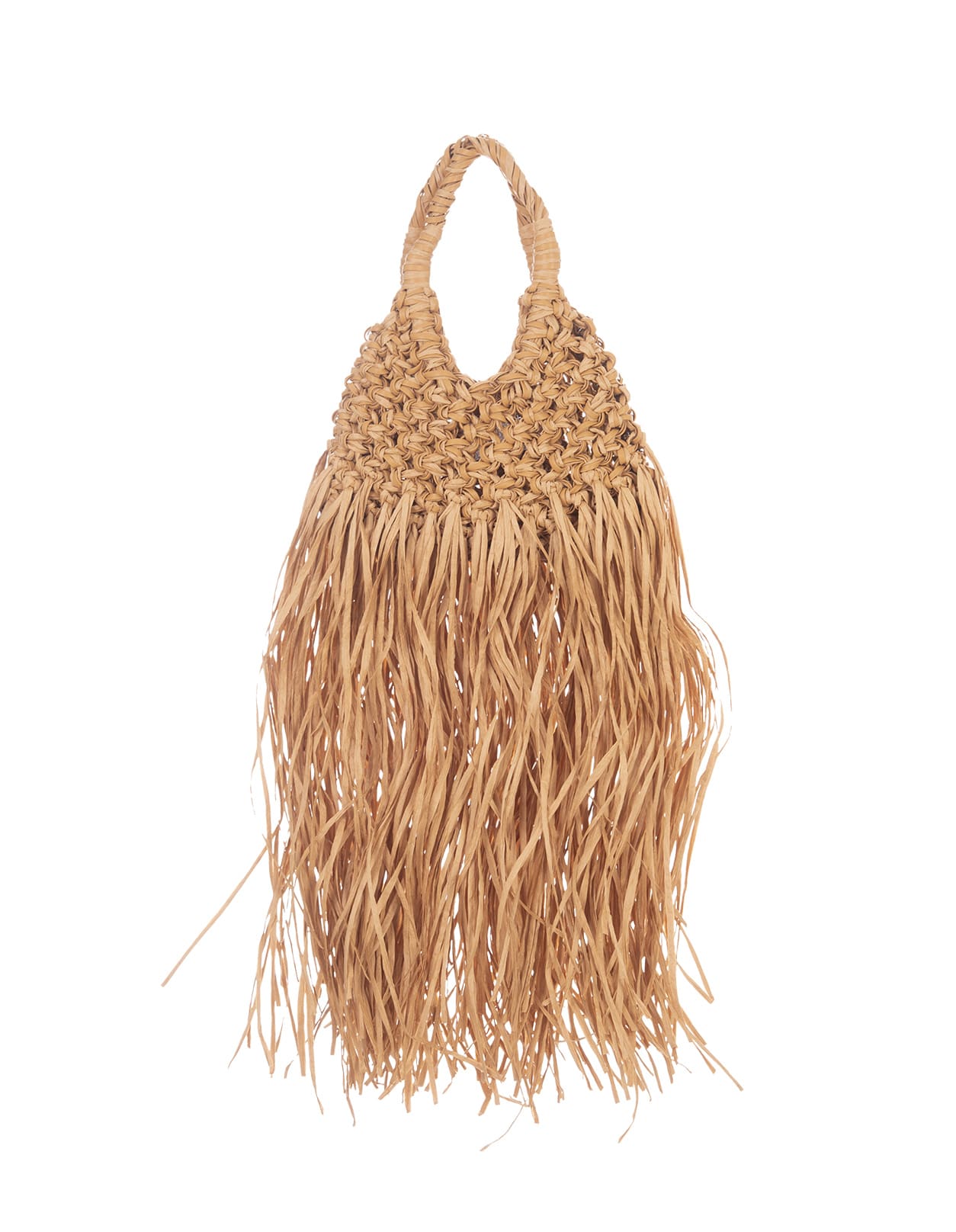 Shop Hibourama Vannifique Bag In Natural Raffia With Fringes In Brown