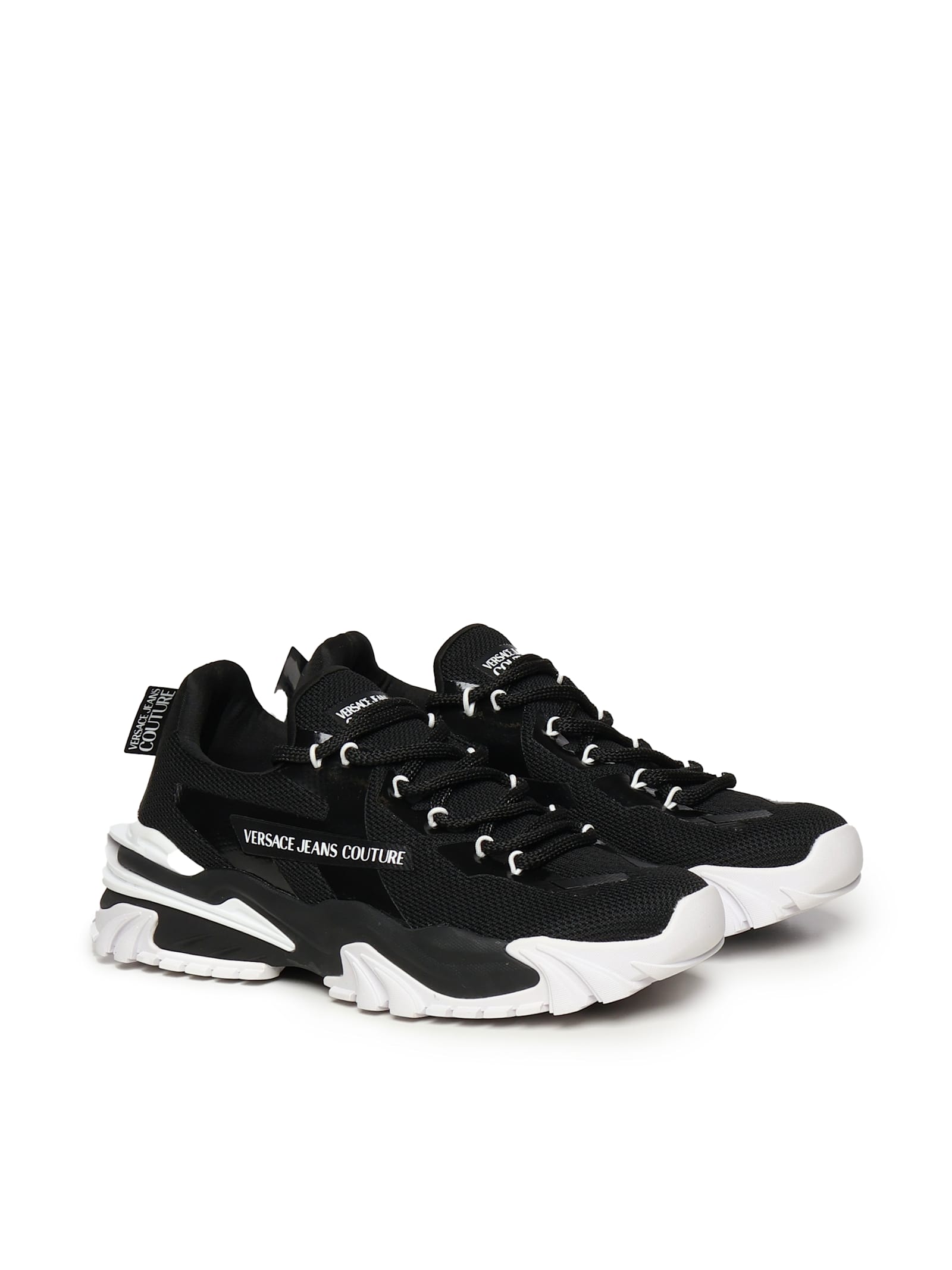 Versace Jeans Couture Two-tone Sneakers With Logo In Black