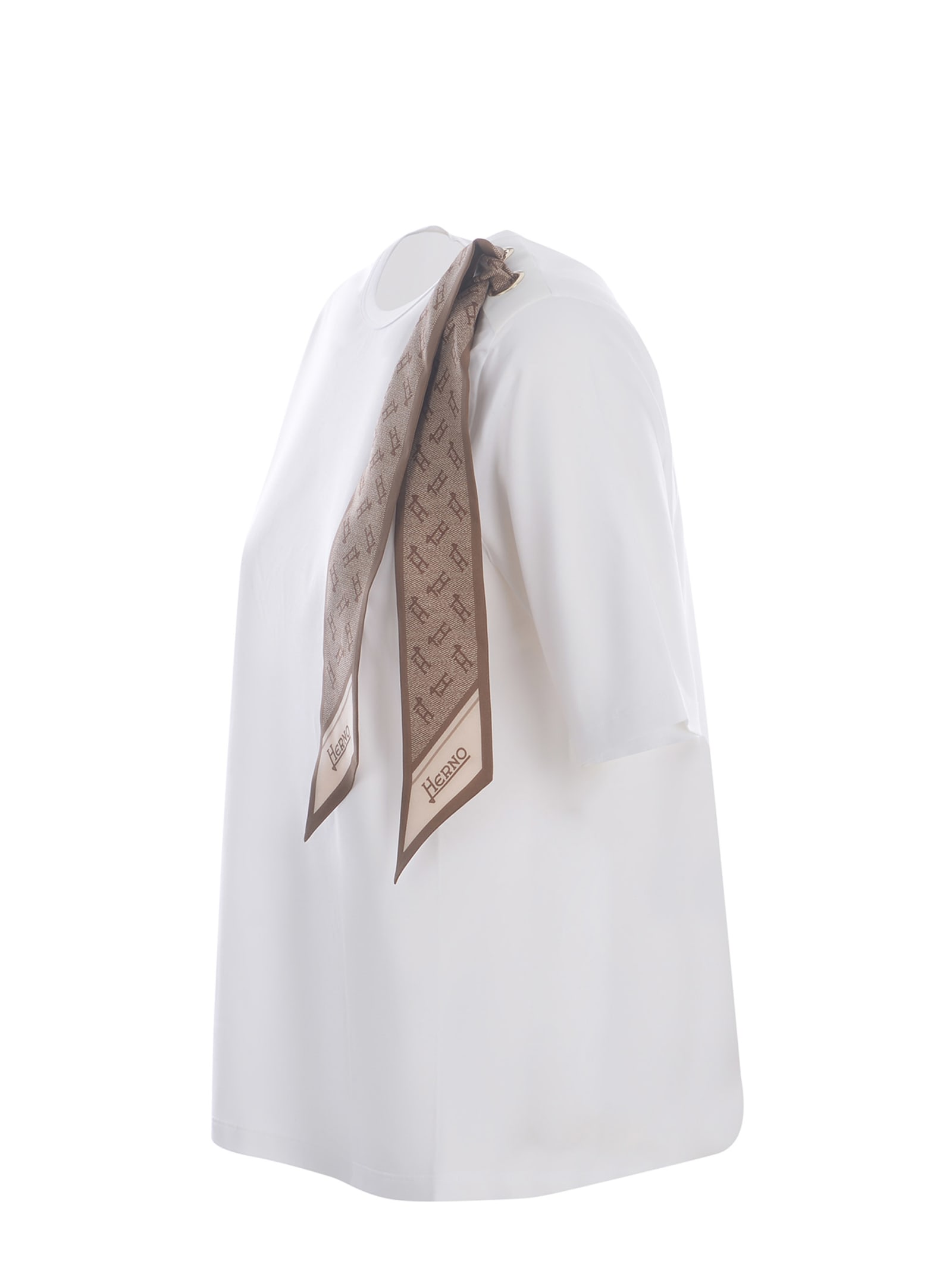 Shop Herno T-shirt  Foulard Made Of Cotton Jersey In Bianco