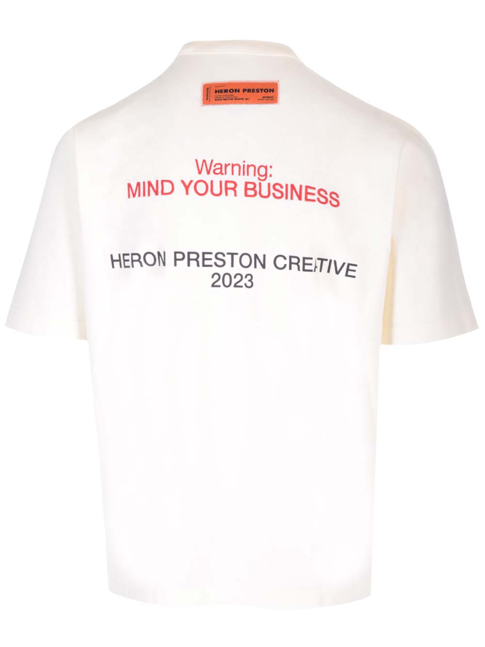 Heron Preston Cotton T-shirt With Contrasting Embroidery And Print In Beige