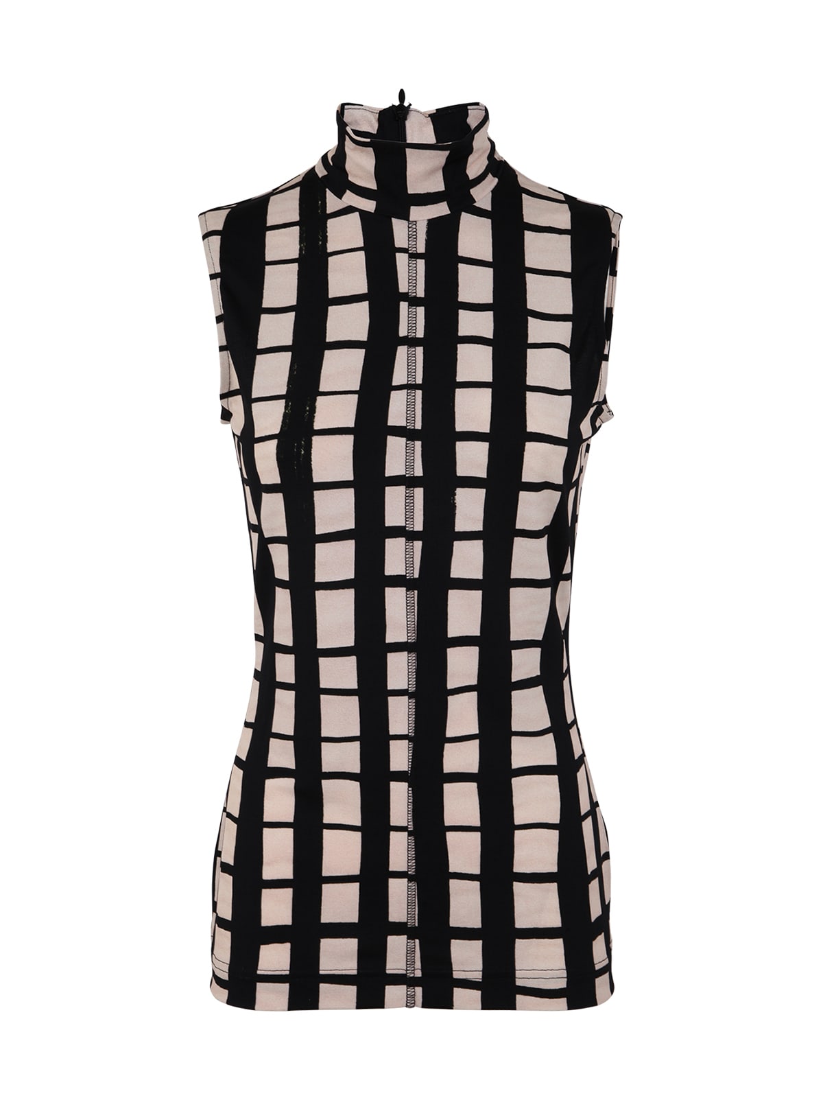 Paul Smith Turtle Neck Bicolor And Sleeveless Cardigan In Black