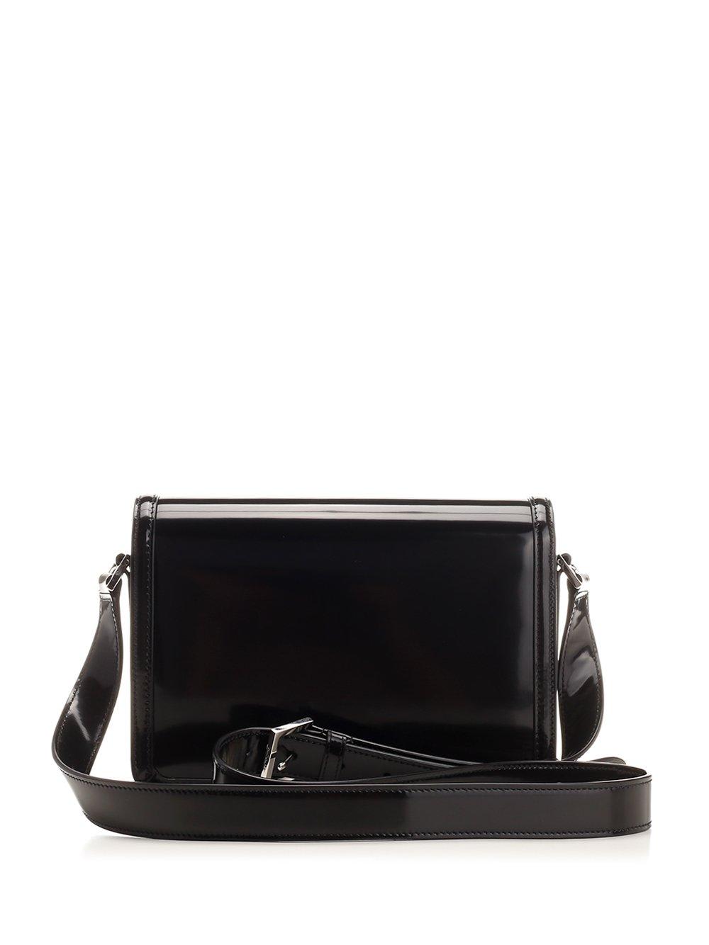 Shop Saint Laurent Solferino Logo Plaque Medium Shoulder Bag In Black