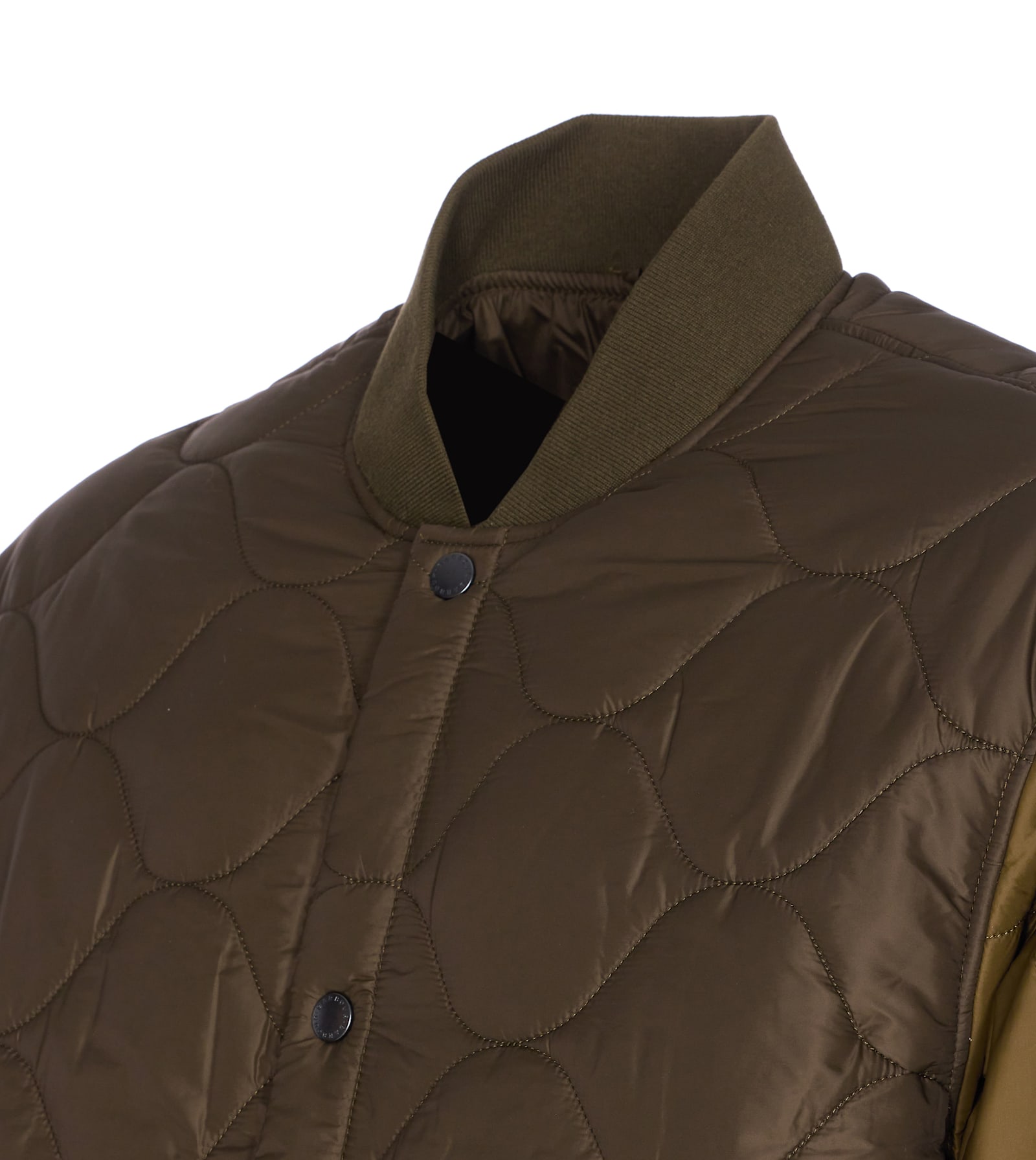 Barbour Olive Cording Quilted Jacket Buttons Closure In Green