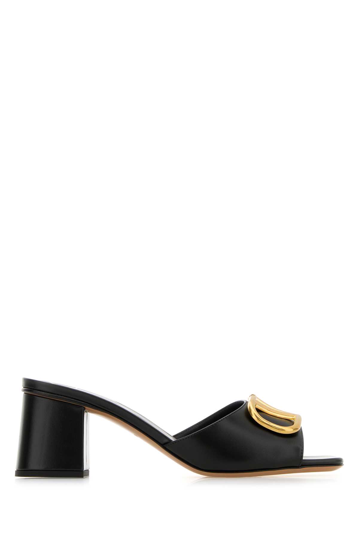 Valentino Garavani Black Leather Vlogo Mules