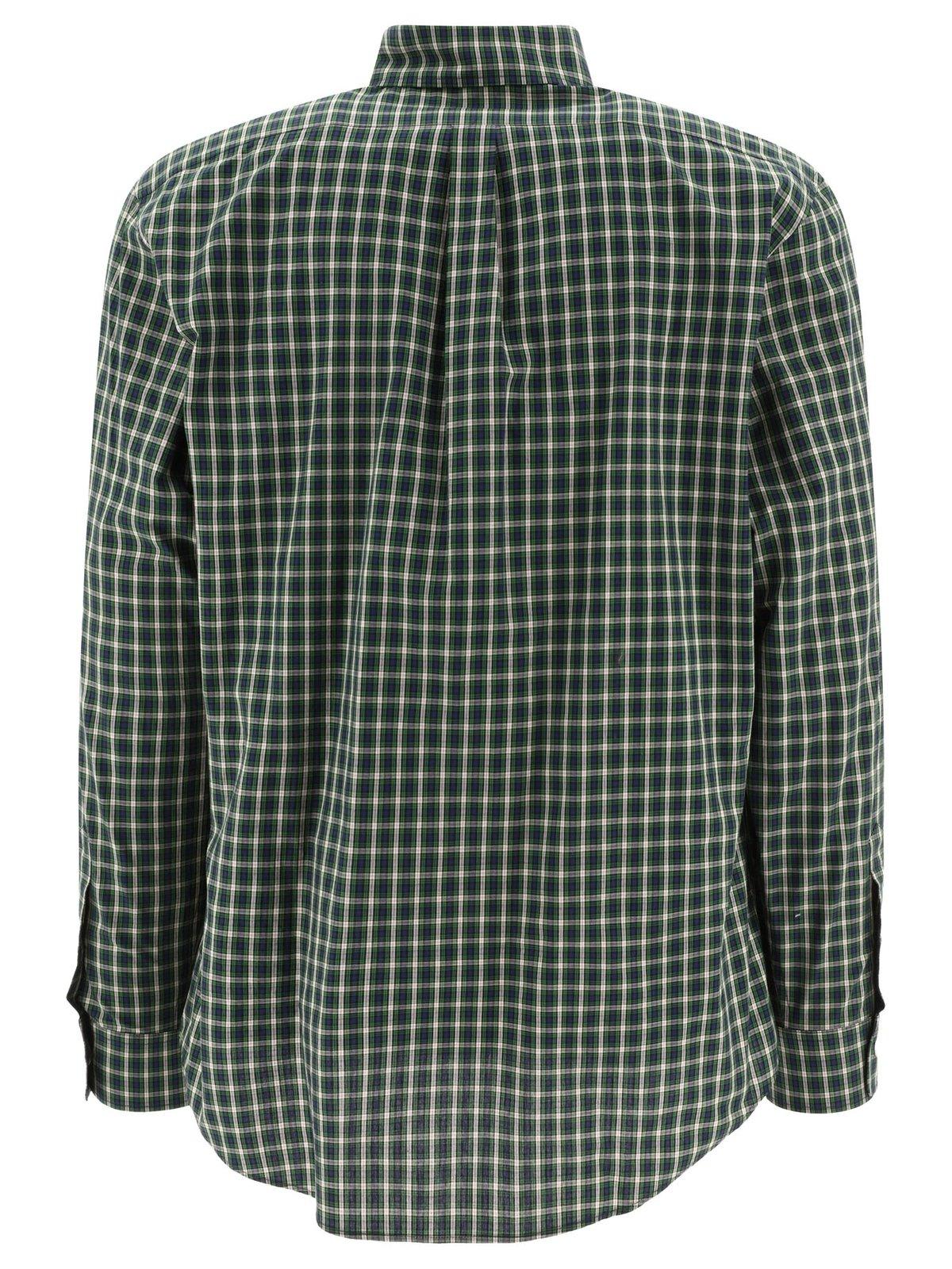 Shop Givenchy Logo Motif Embroidered Check Buttoned Shirt In Green