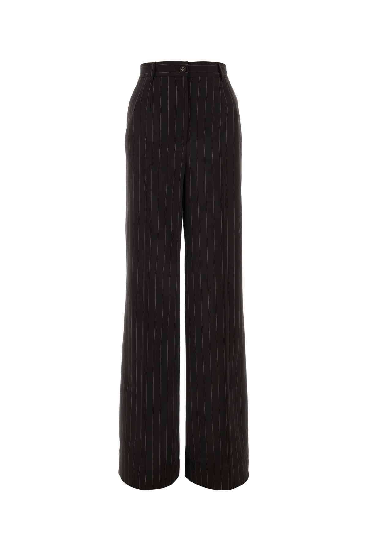 Shop Dolce & Gabbana Embroidered Stretch Wool Wide-leg Pant In Rigato