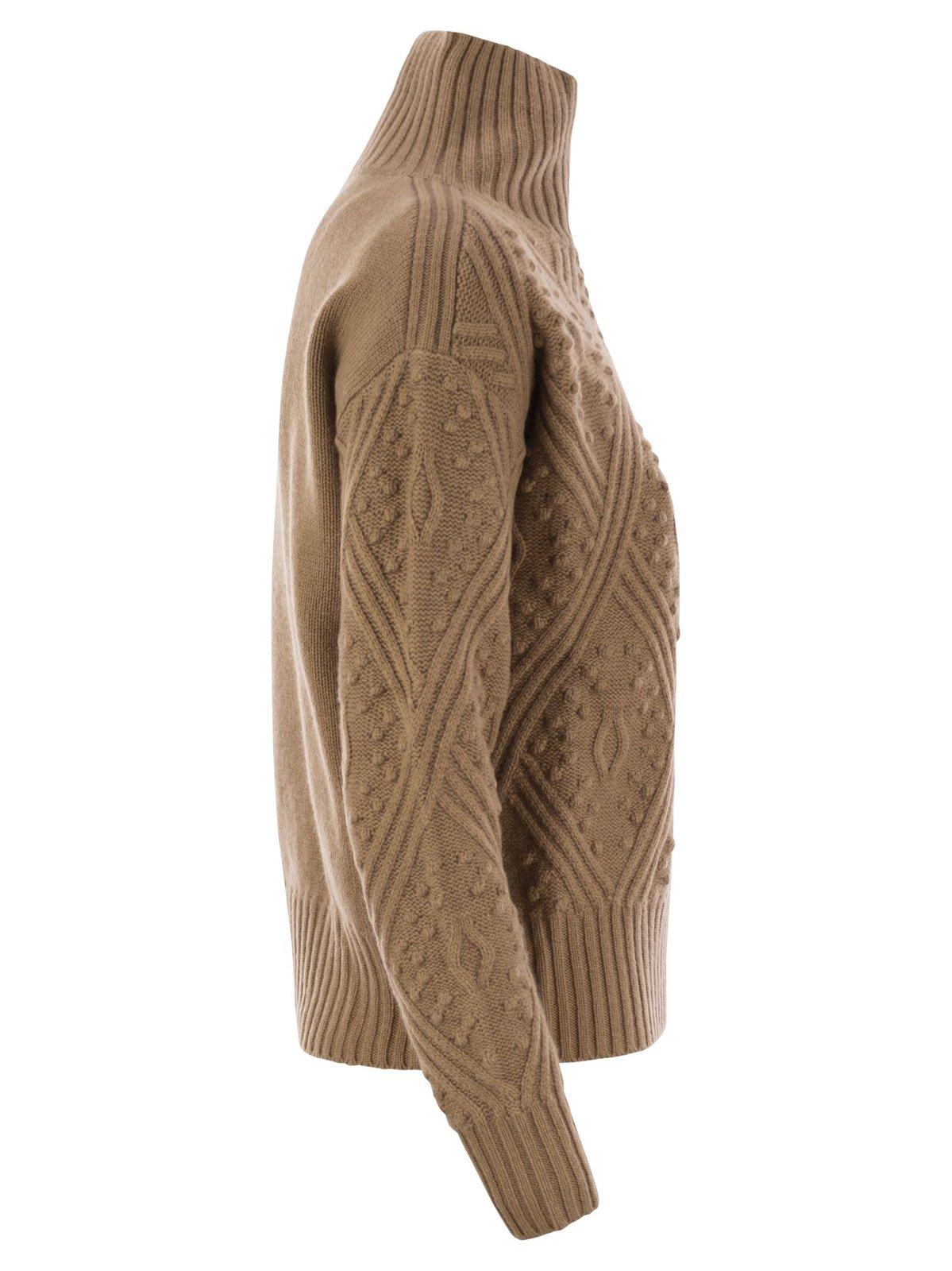 Shop Max Mara High Neck Long-sleeved Jumper In Camel