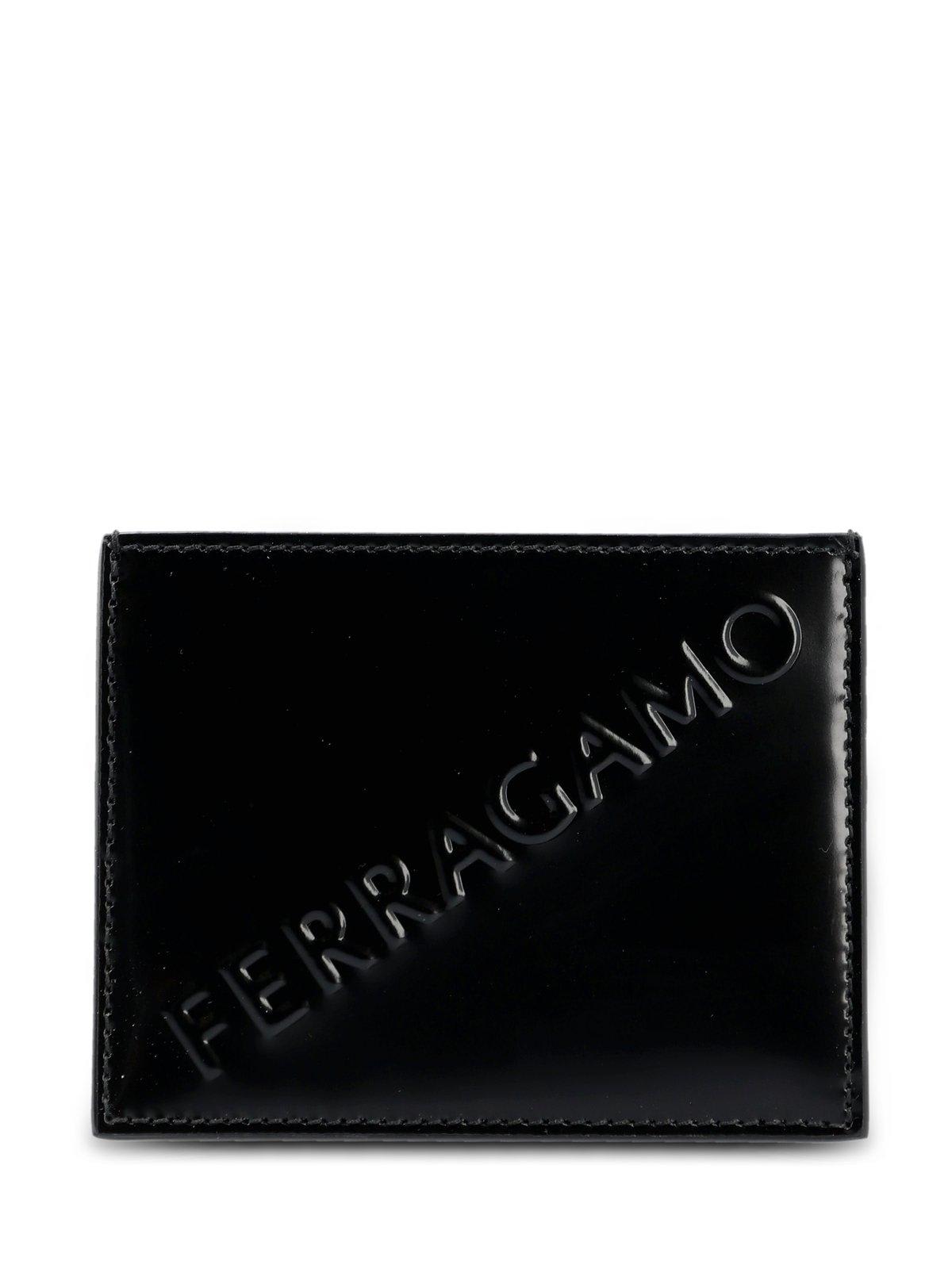 Ferragamo Logo Embossed Cardholder In Black