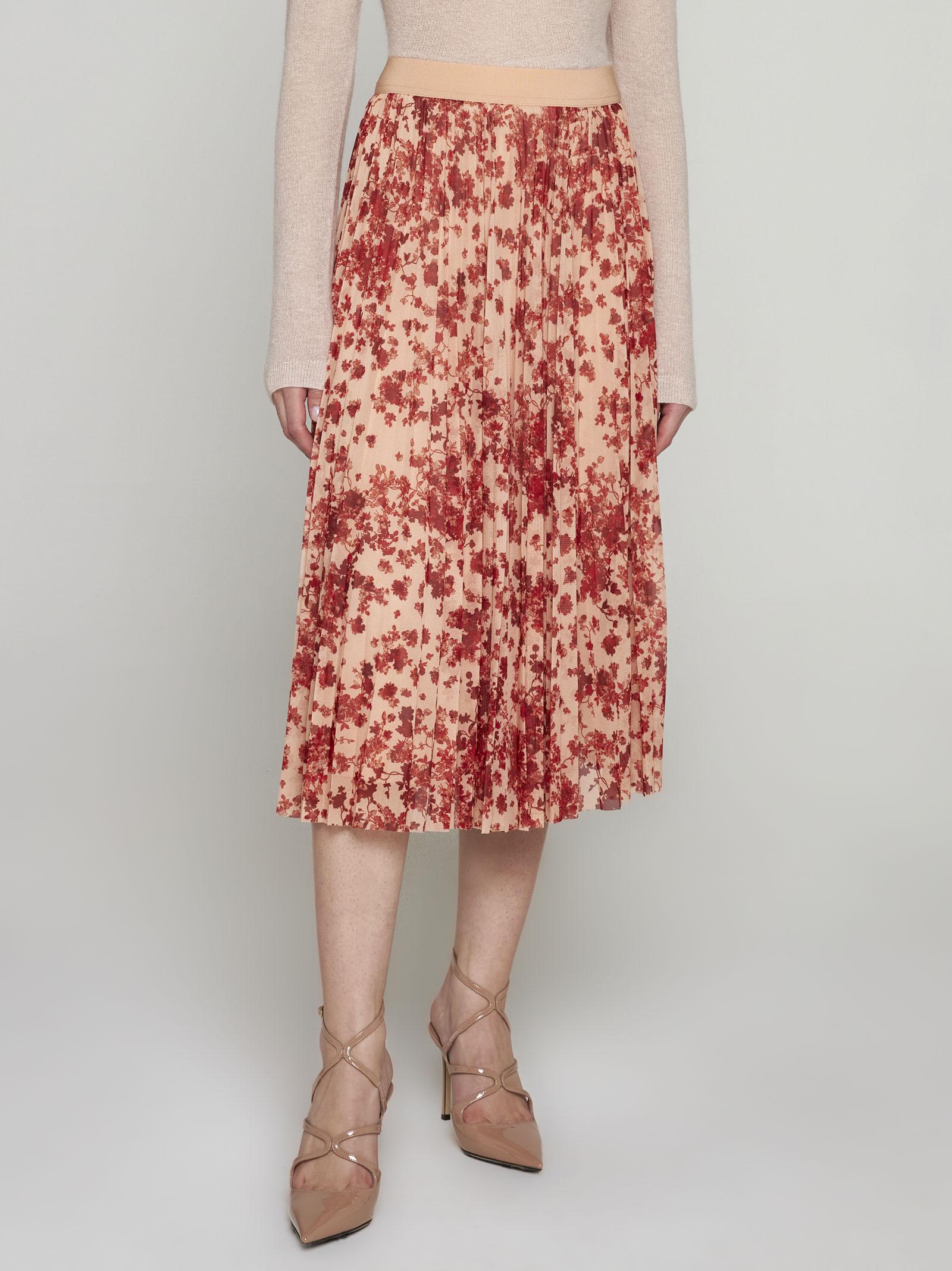 Shop Max Mara Potente Floral Print Midi Skirt In Brown