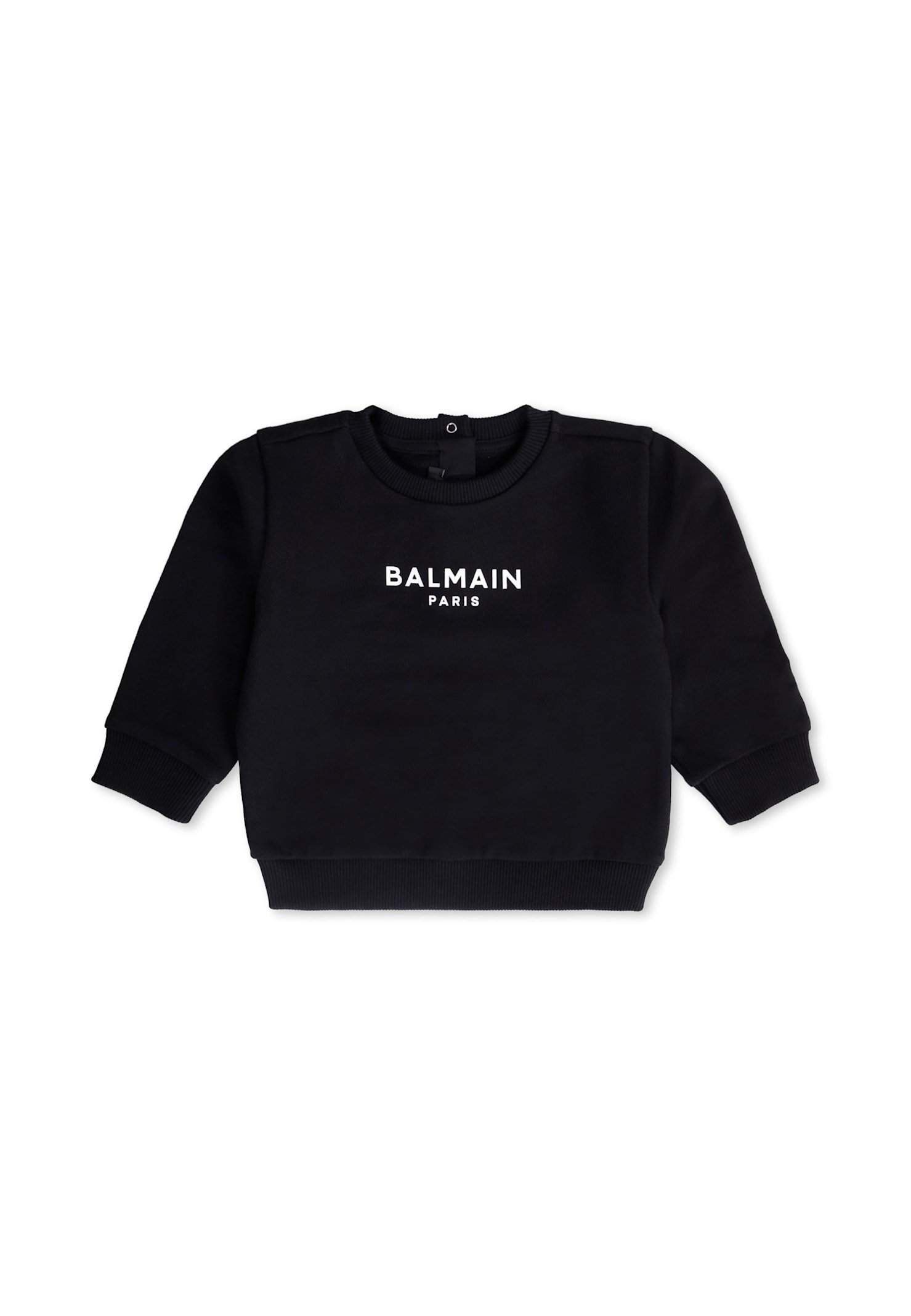 Balmain Black Sweatshirt For Babykids With Logo In Black
