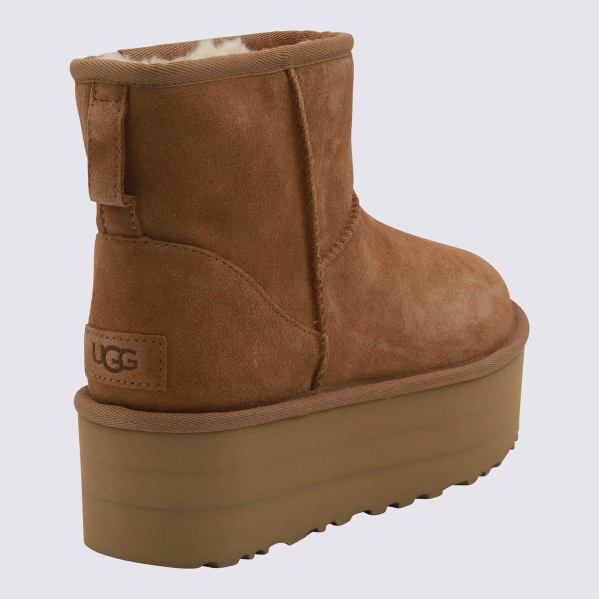 Ugg Beige Classic Mini Platform Boots In Brown