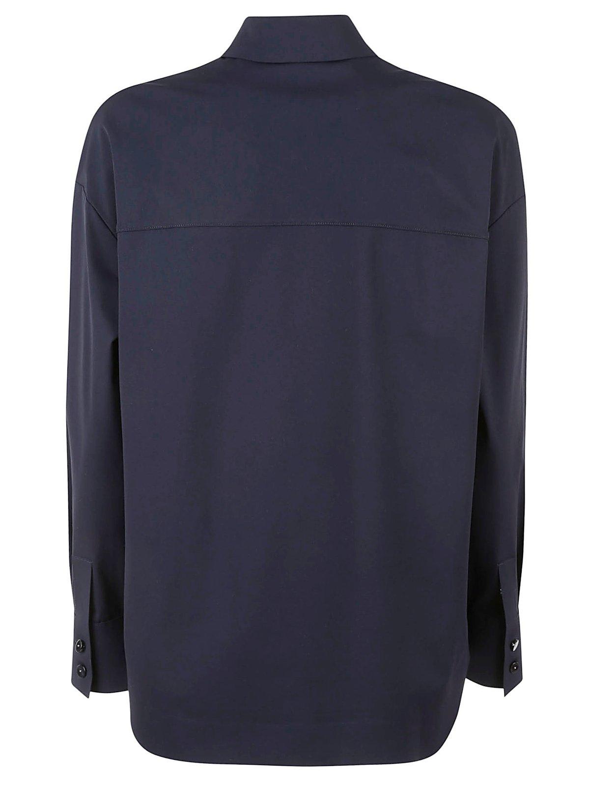 Shop Max Mara Buttoned Long-sleeved Shirt In Blu