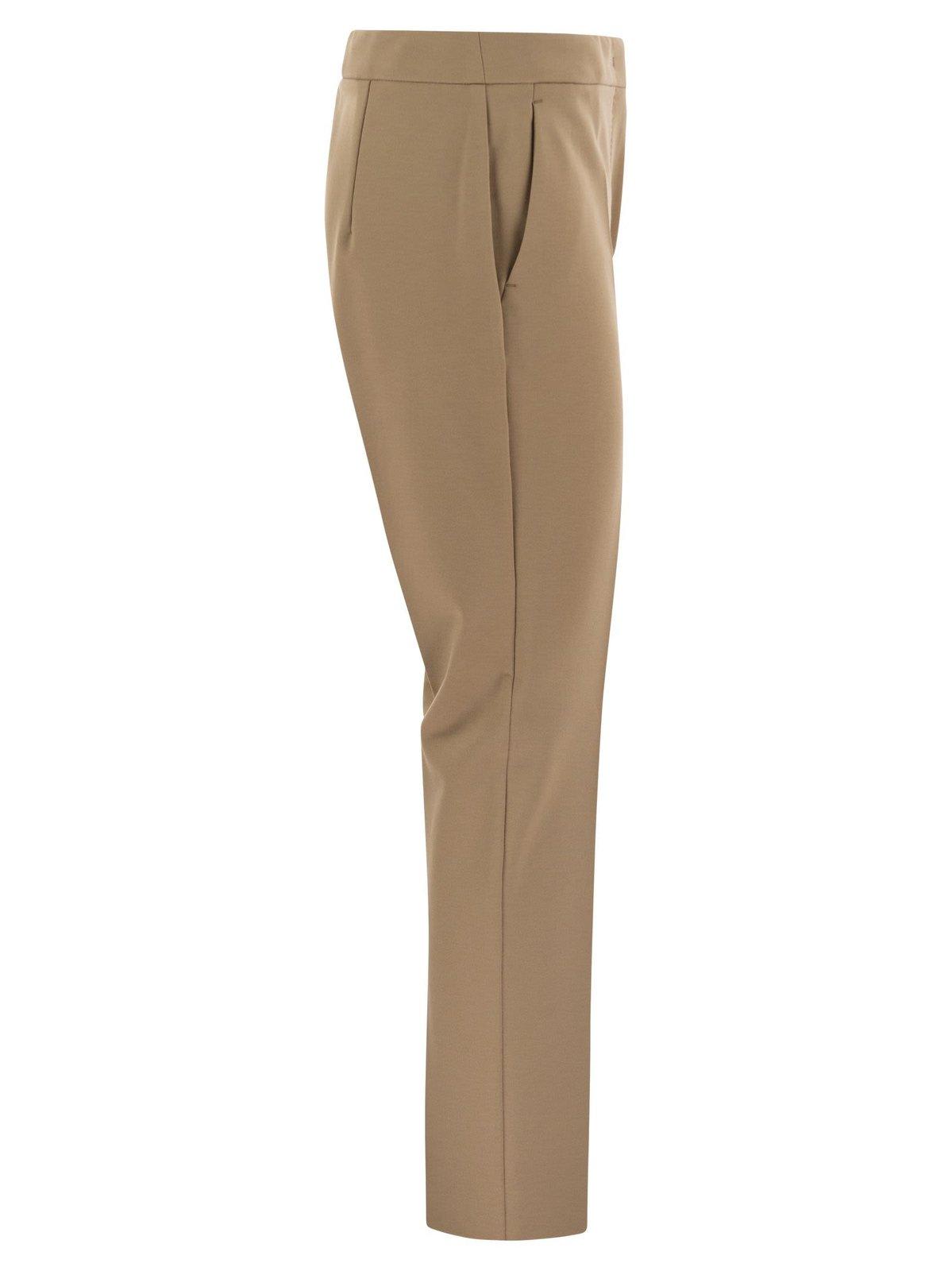 Shop Max Mara Pegno Slim-cut Trousers In Miele