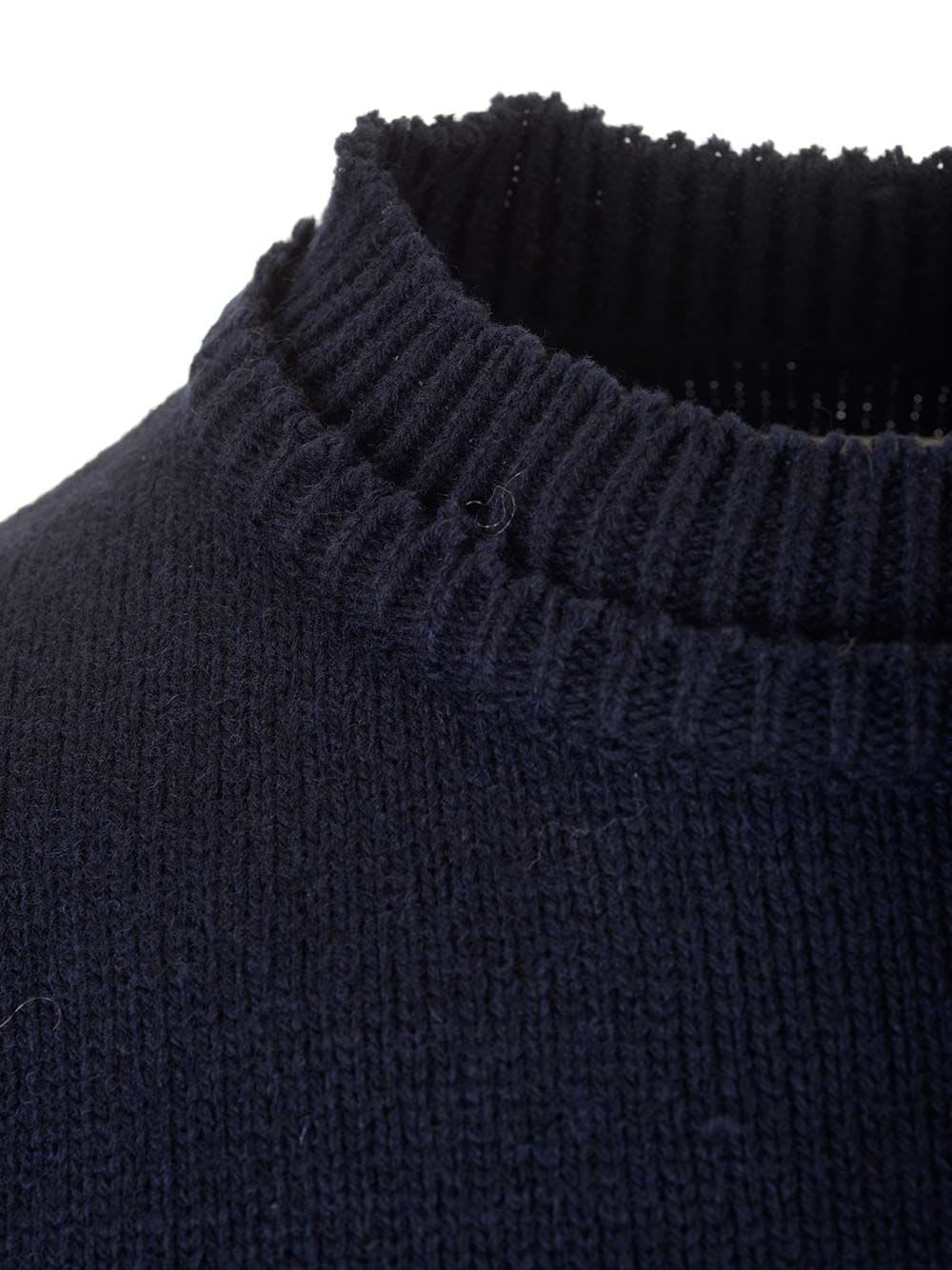 Shop Maison Margiela Long-sleeved Crewneck Sweater In Blue