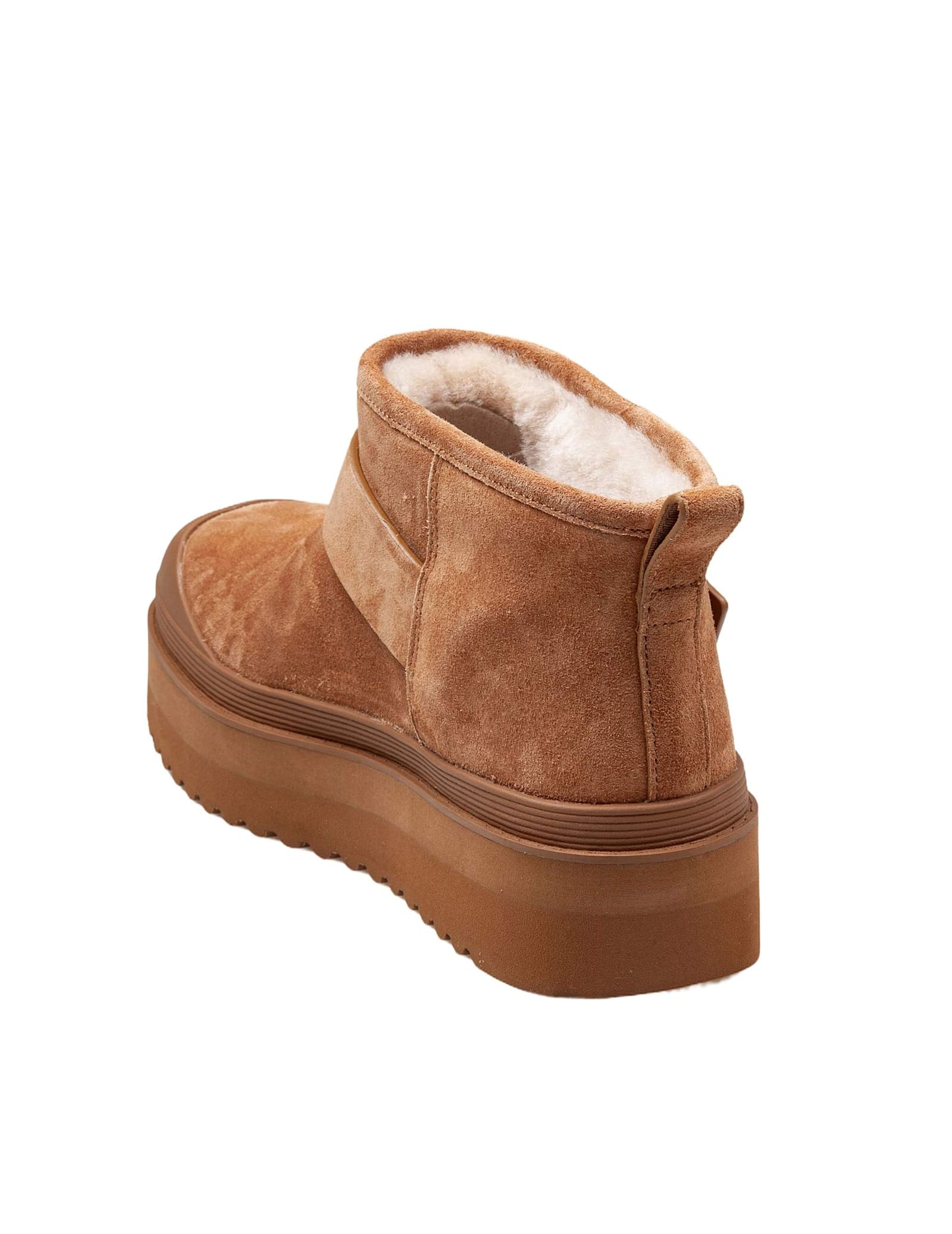 Shop Tory Burch Mellow Shearling Platform Ankle Boot In Chestnut