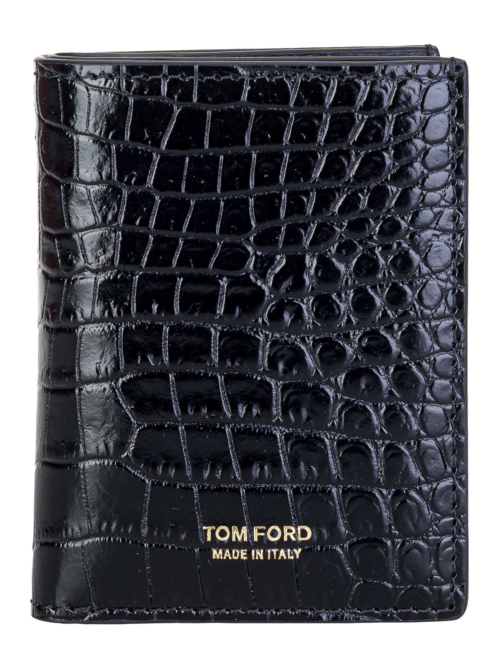 Tom Ford Crocodile Print Leather Cardholder With Cash Slot