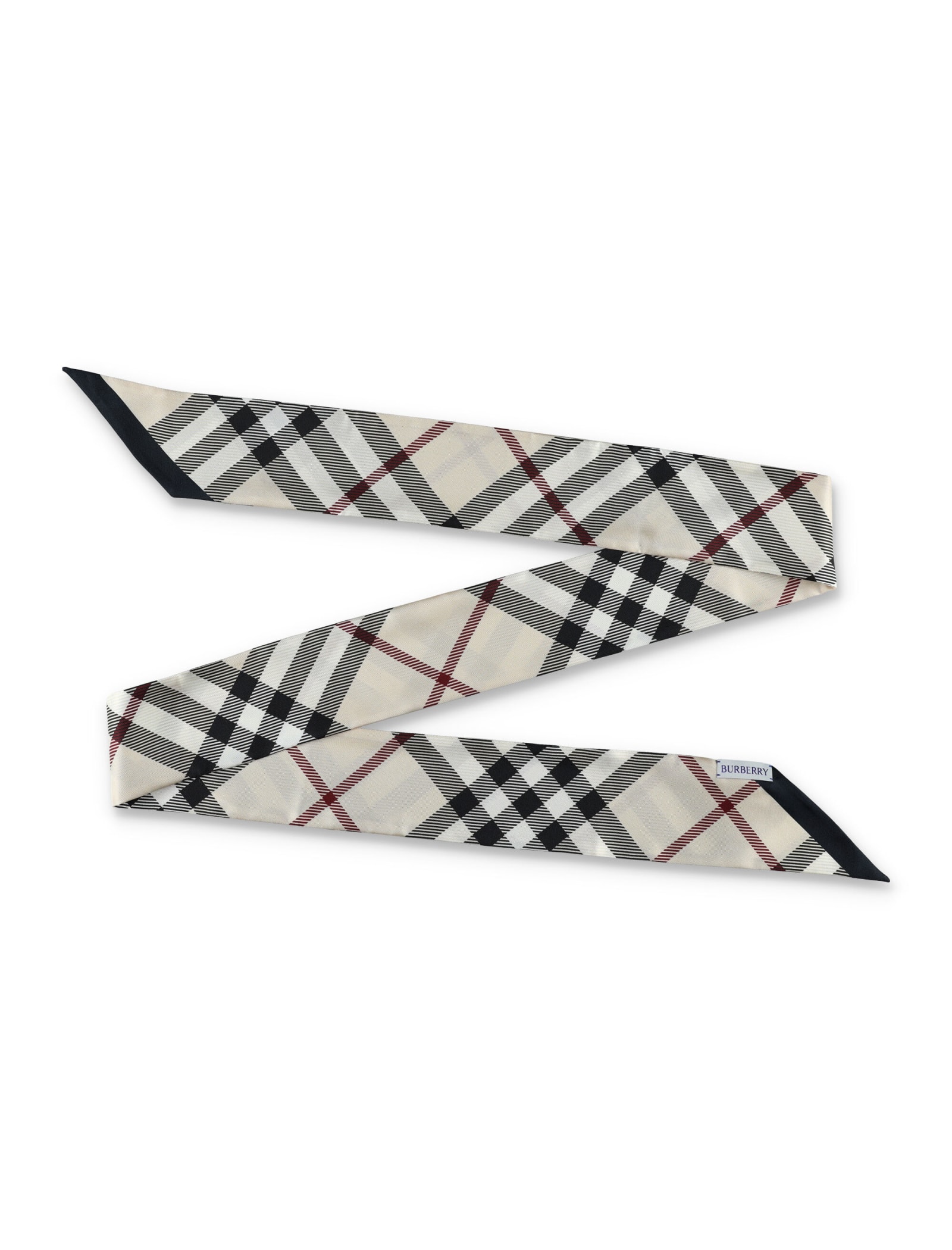 Shop Burberry Skinny Check Scarf In Stone