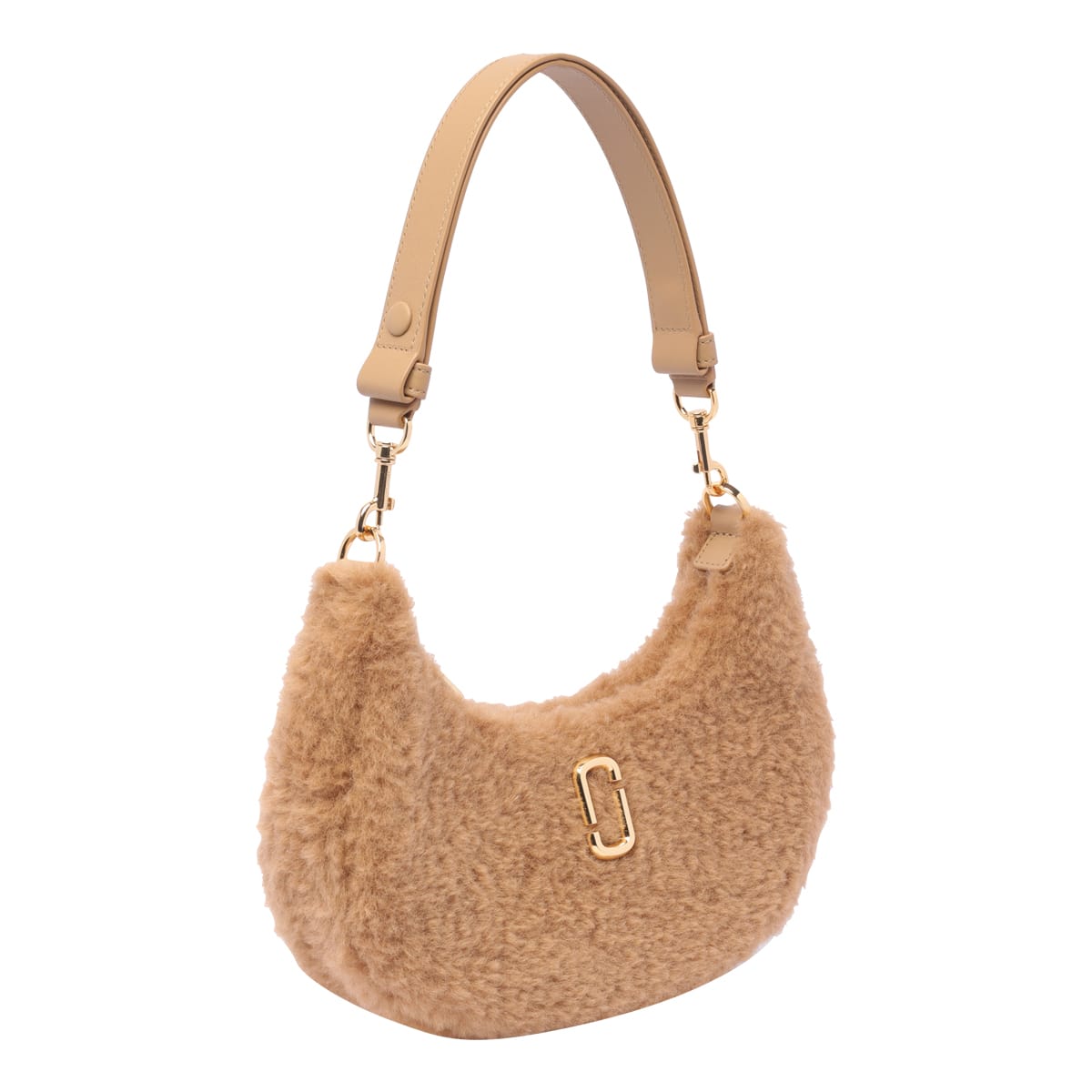 Marc Jacobs The Small Curve Leather Shoulder Bag In Camel