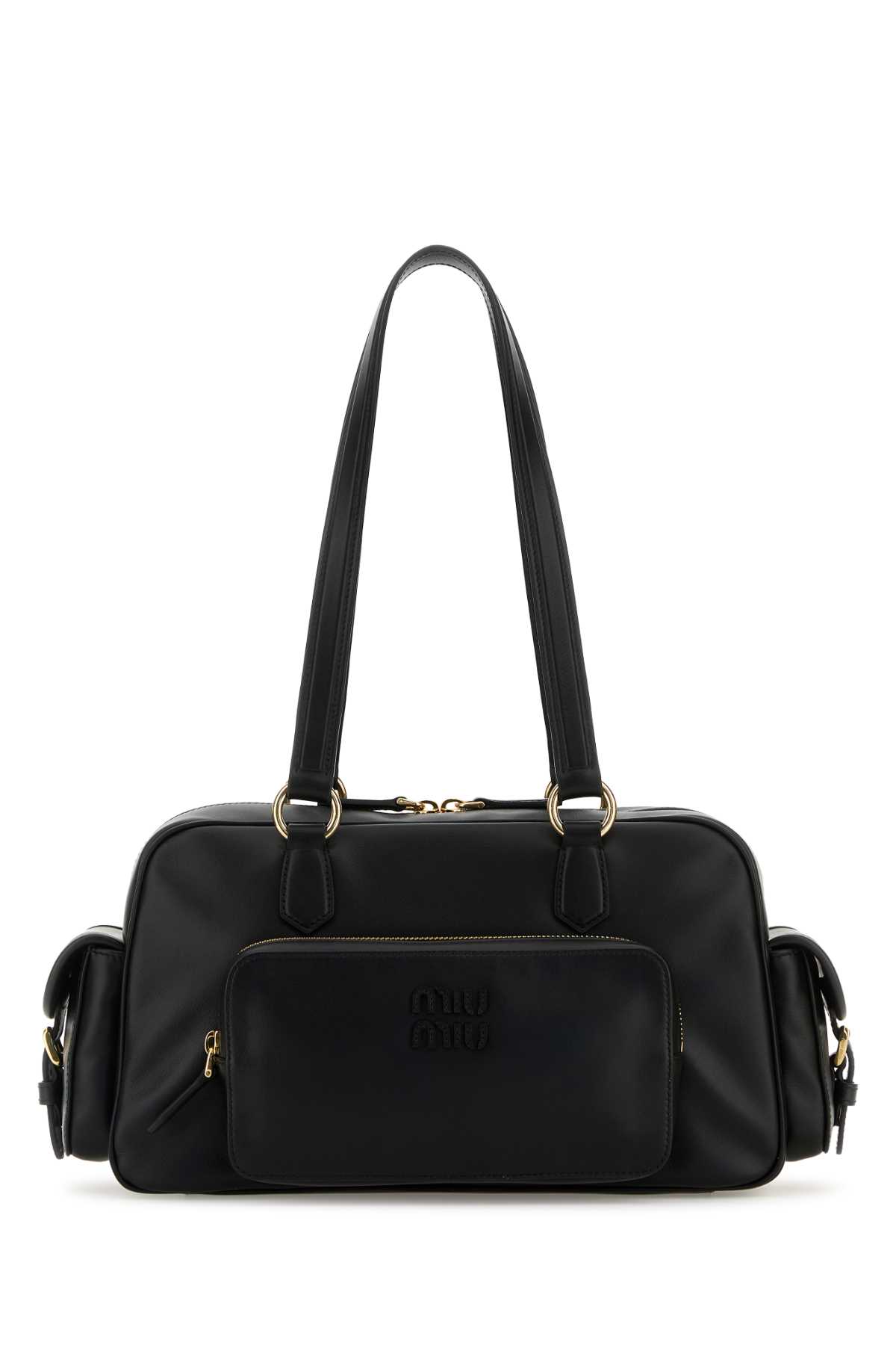Miu Miu Pocket Nappa Leather Top-handle Bag In Black