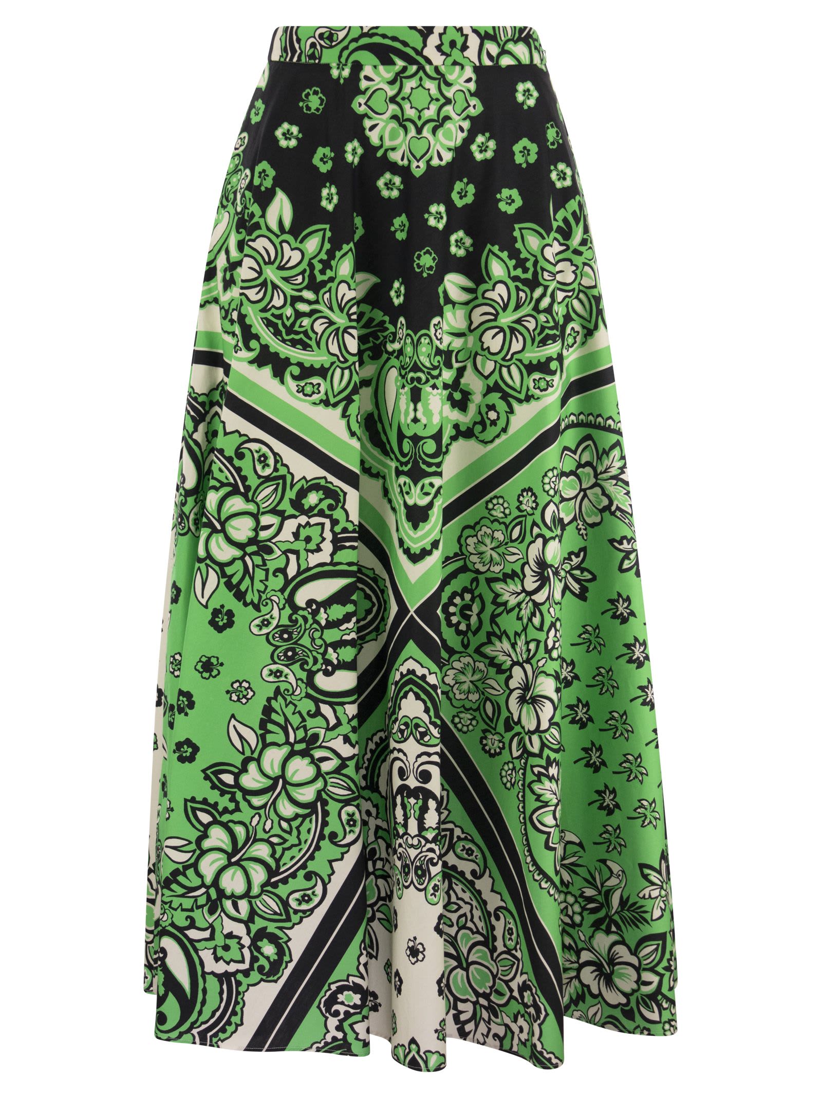 Shop Red Valentino Midi Skirt With Print In Green