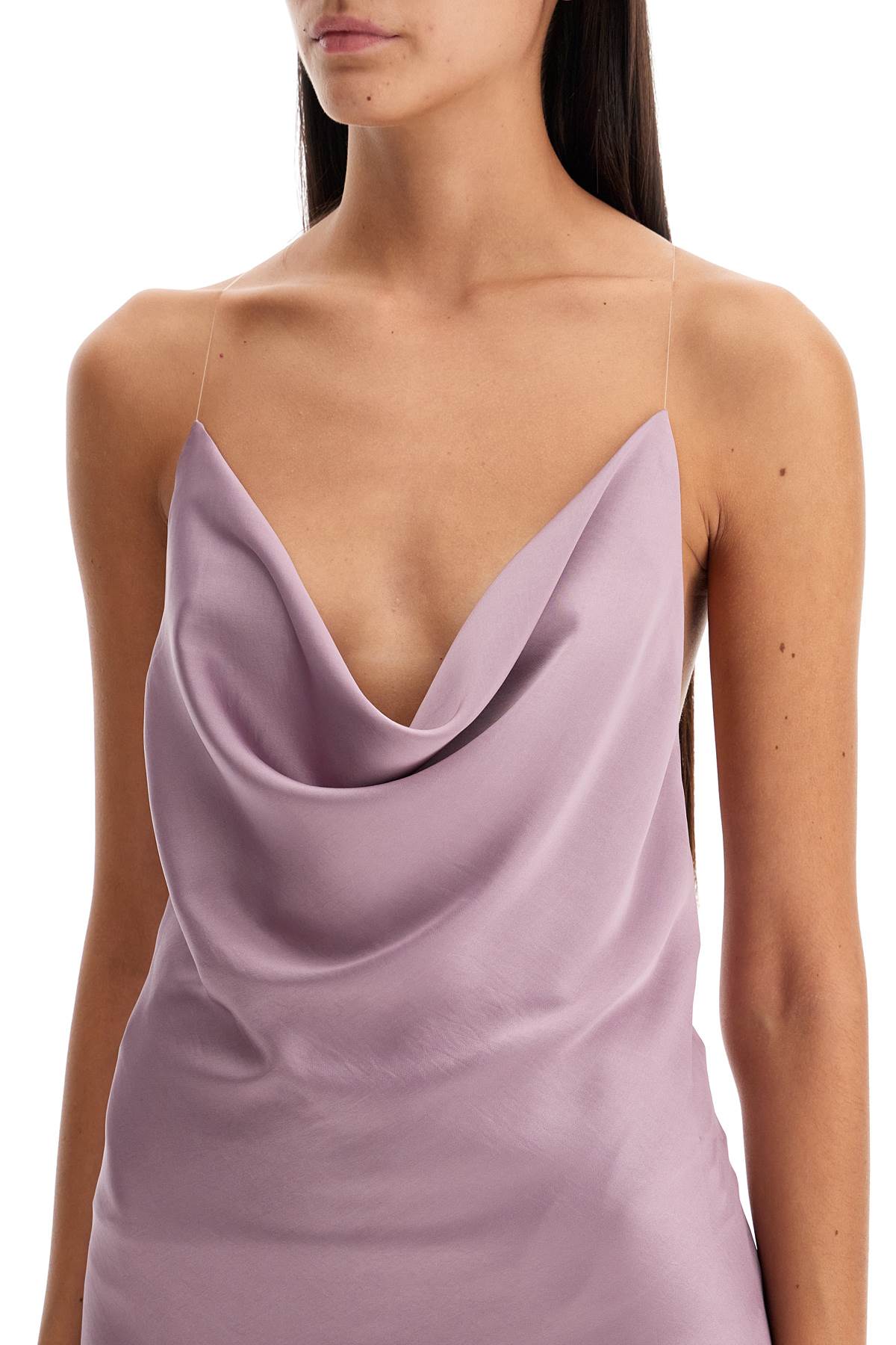 Shop Y/project Mini Satin Slip Dress With Spaghetti Straps In Evergreen Mauve (purple)