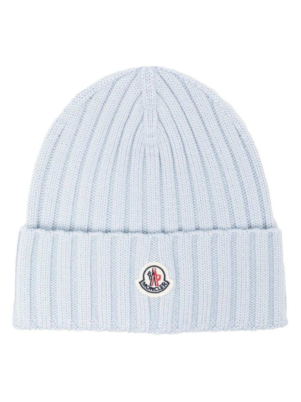 Bright Blue Ribbed Wool Beanie With Logo