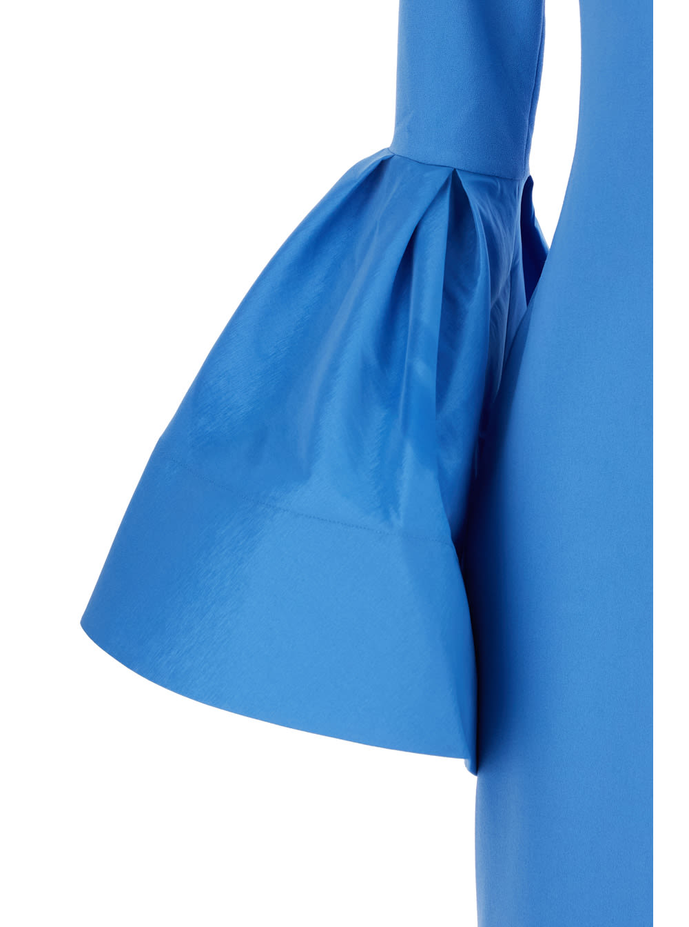 Solace London 'suri' Blue Crewneck Long Dress With Puffed Long Sleeves In Blu
