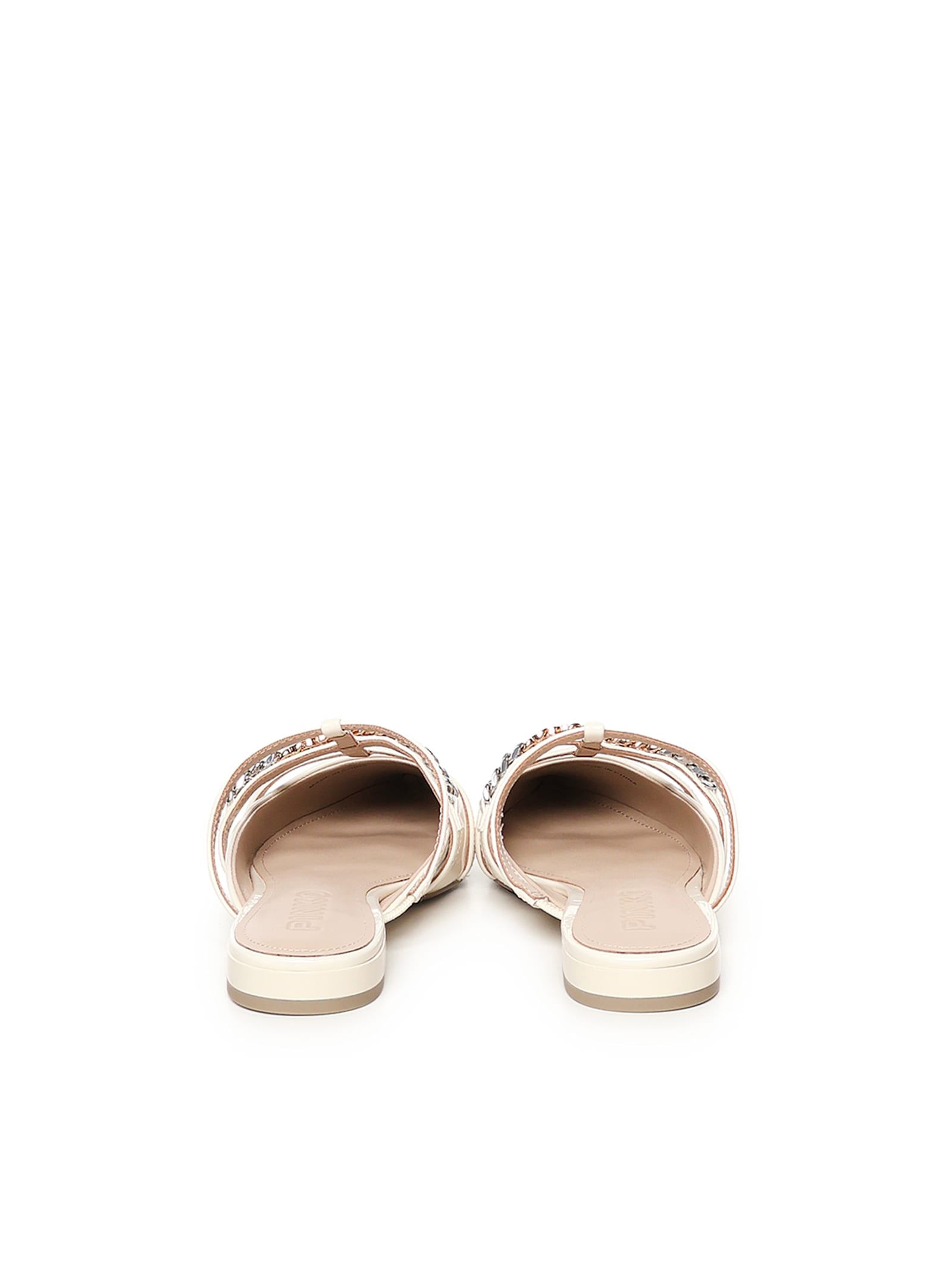 Pinko Patent Leather Mules Ballerinas In White