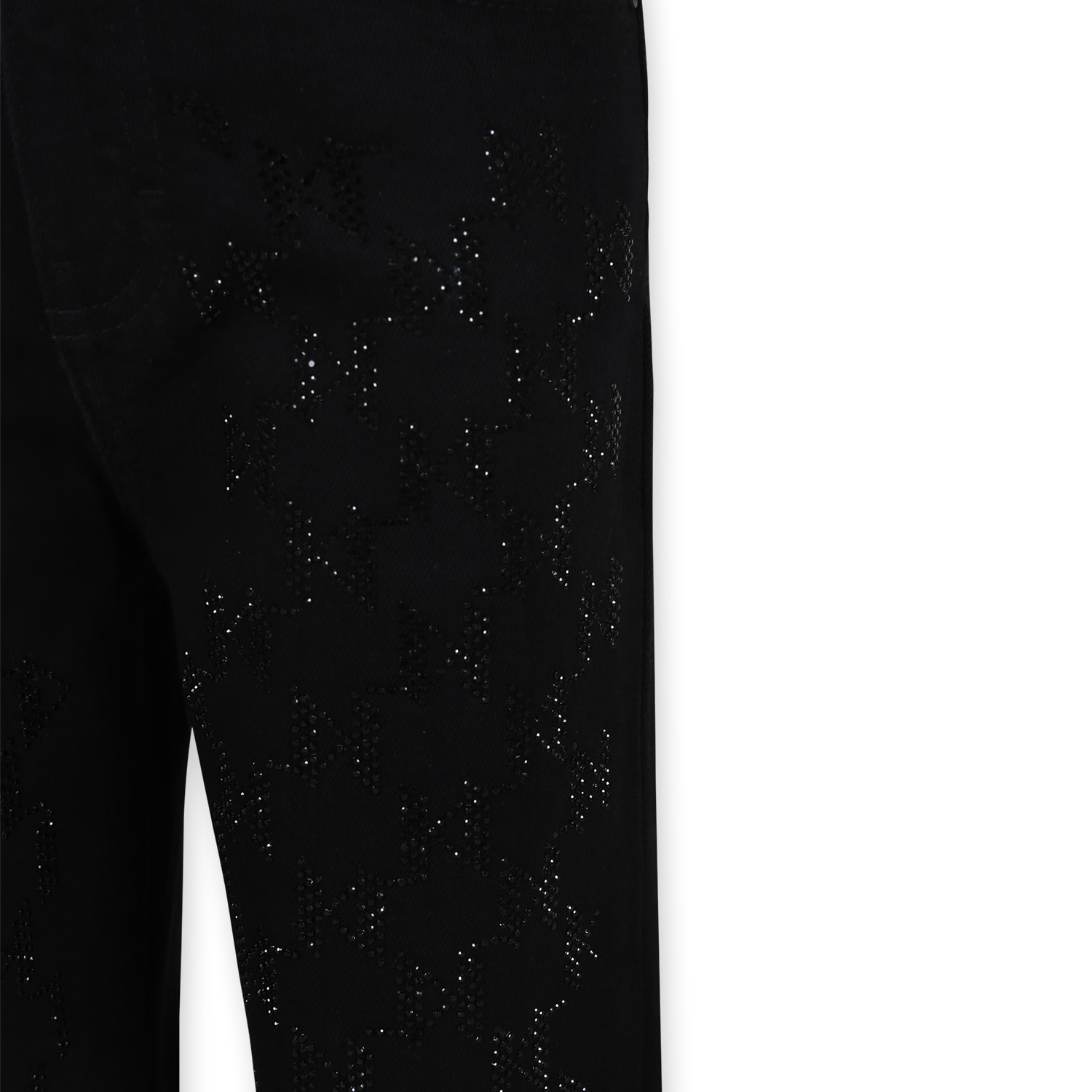 KARL LAGERFELD BLACK JEANS FOR GIRL WITH LOGO RHINESTONES 