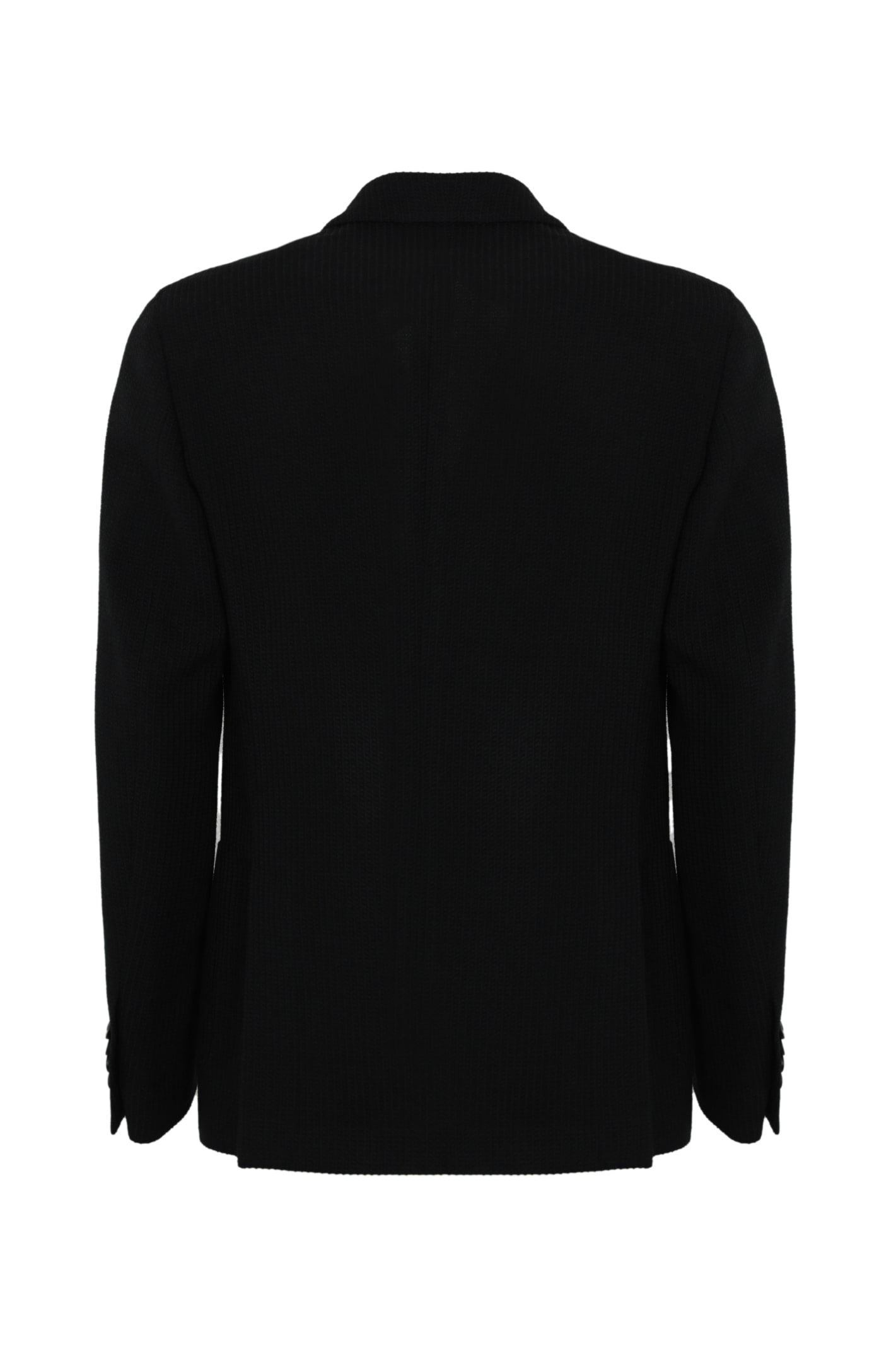 Lardini Double-breasted Special Line Drop 7 Regular Jacket In Wool And Cotton In Nero