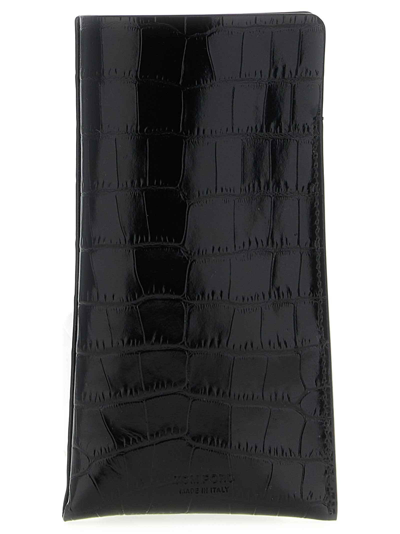 Tom Ford Crocodile Texture Compact Sunglasses Case In Black