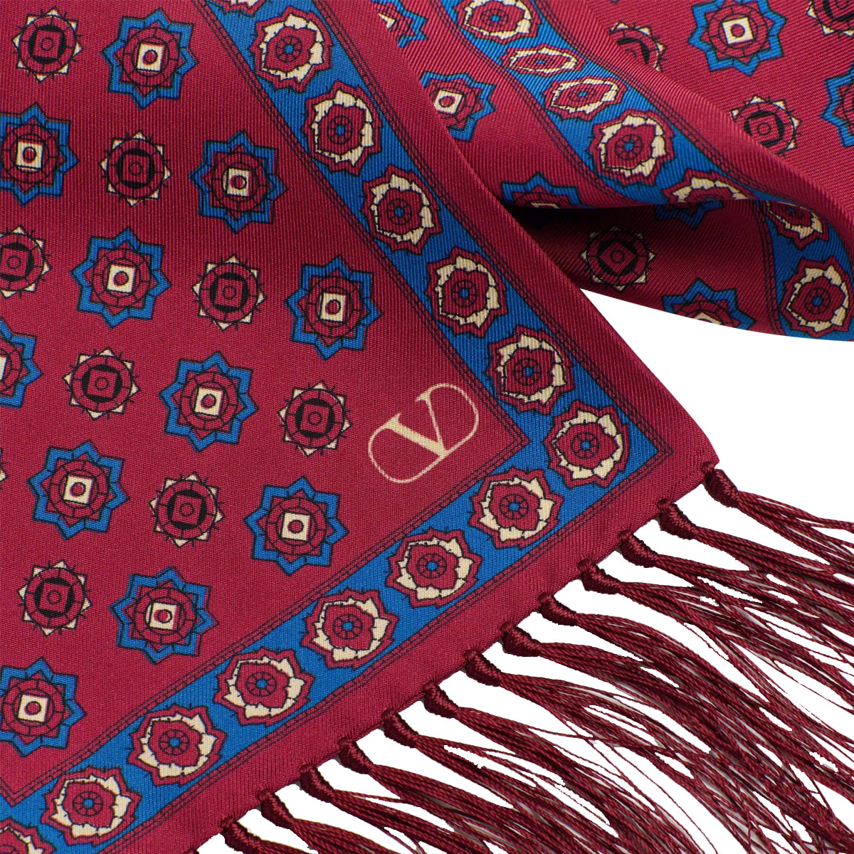Valentino Silk Printed Scarf In Red