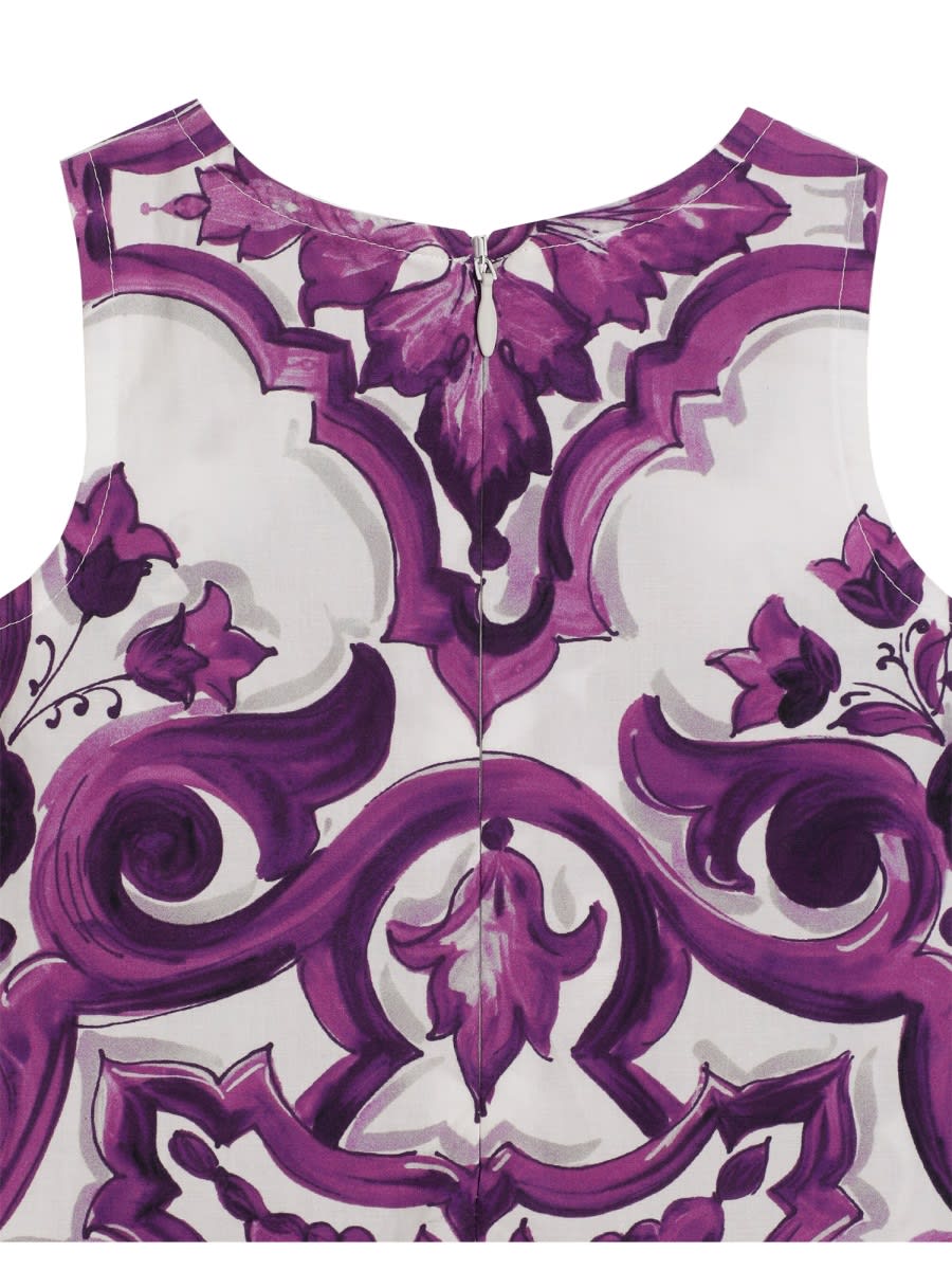 Dolce & Gabbana Cotton Printed Dress In Purple
