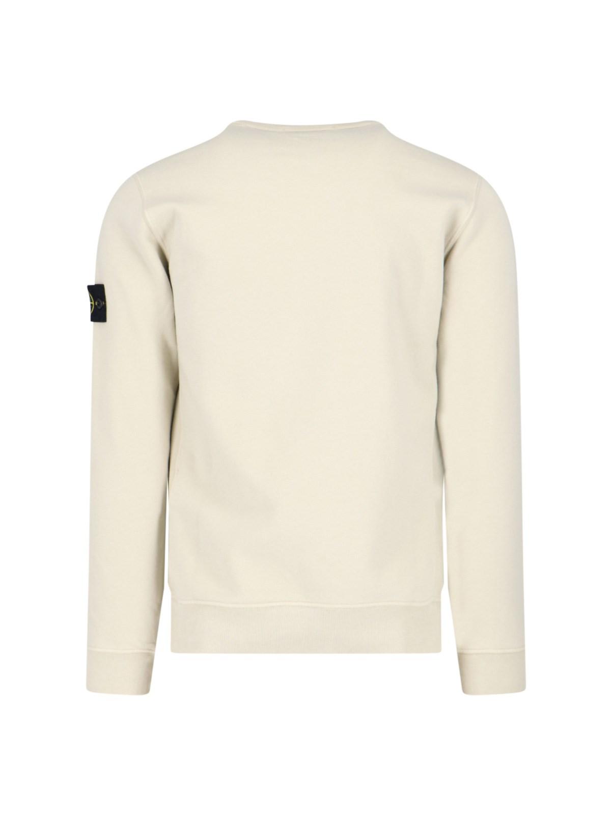 Shop Stone Island Logo Crewneck Sweatshirt In Beige