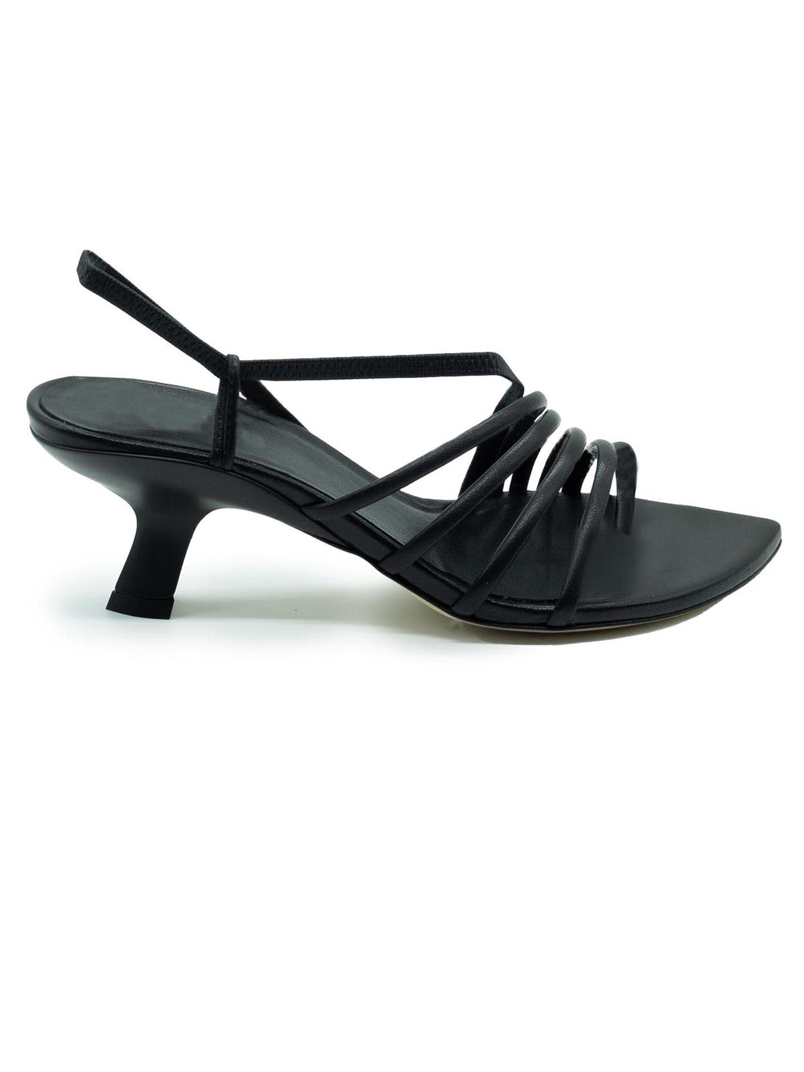 Vic Matié Slash Sandals In Soft Black Nappa