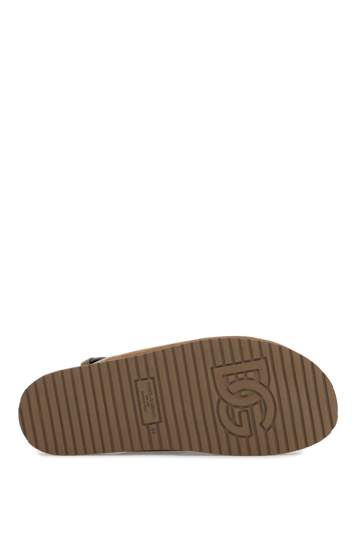 Shop Dolce & Gabbana Suede Leather Clogs With Logo Plate In Nocciola (brown)