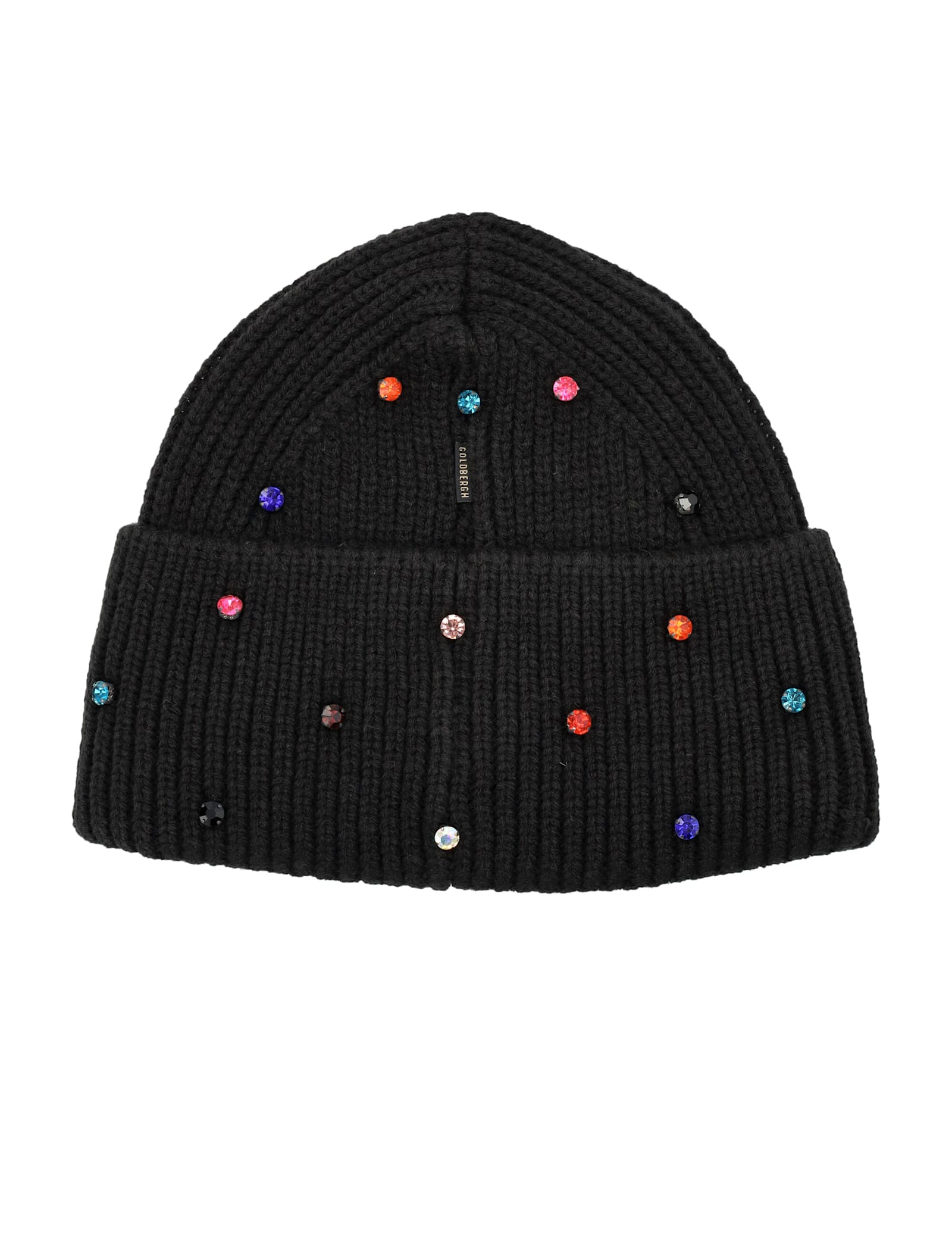 Goldbergh Dream Beanie With Multicolor Crystals In Black