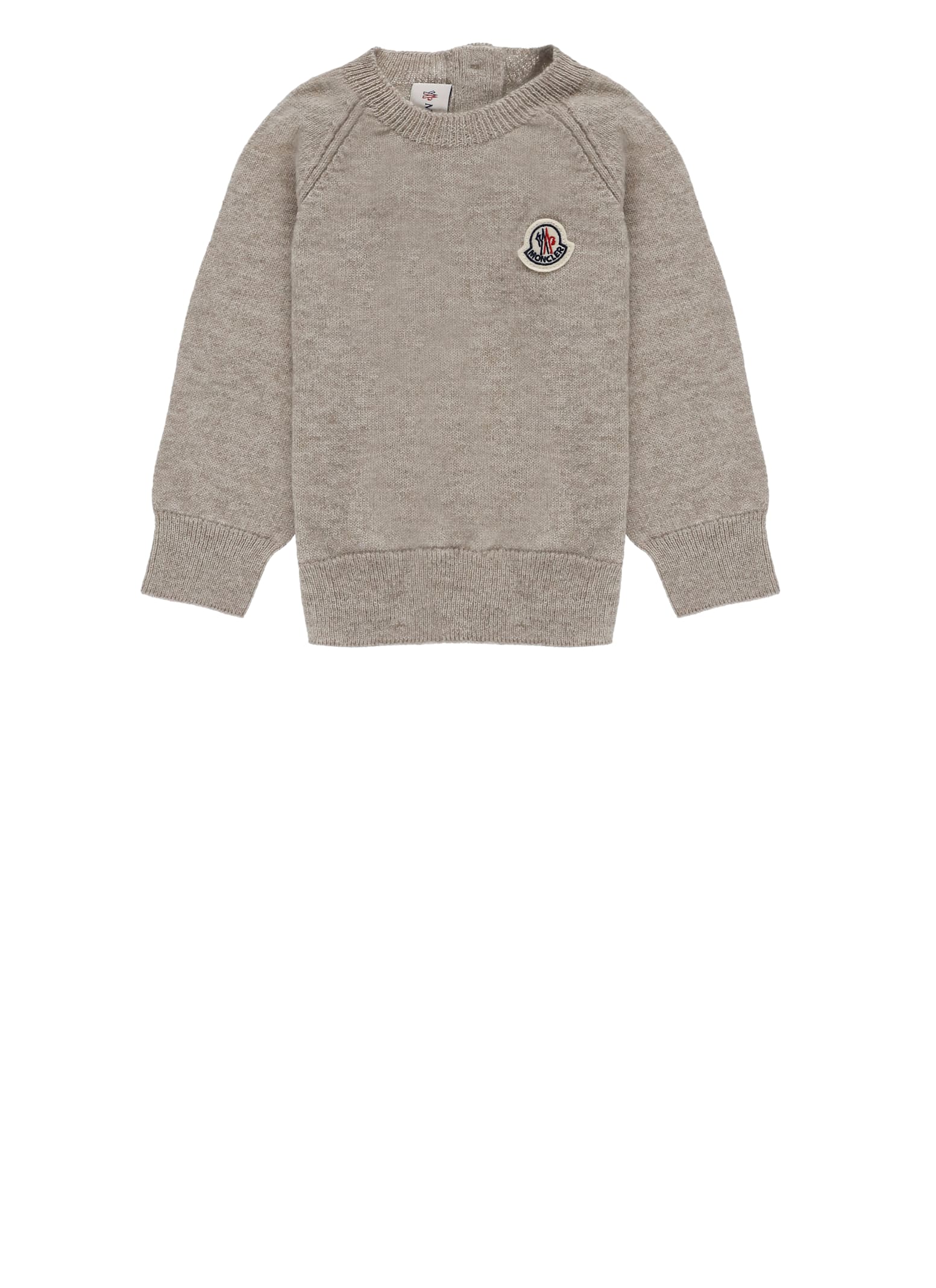 Moncler Babies' Cashmere Sweater With Logo In Sand